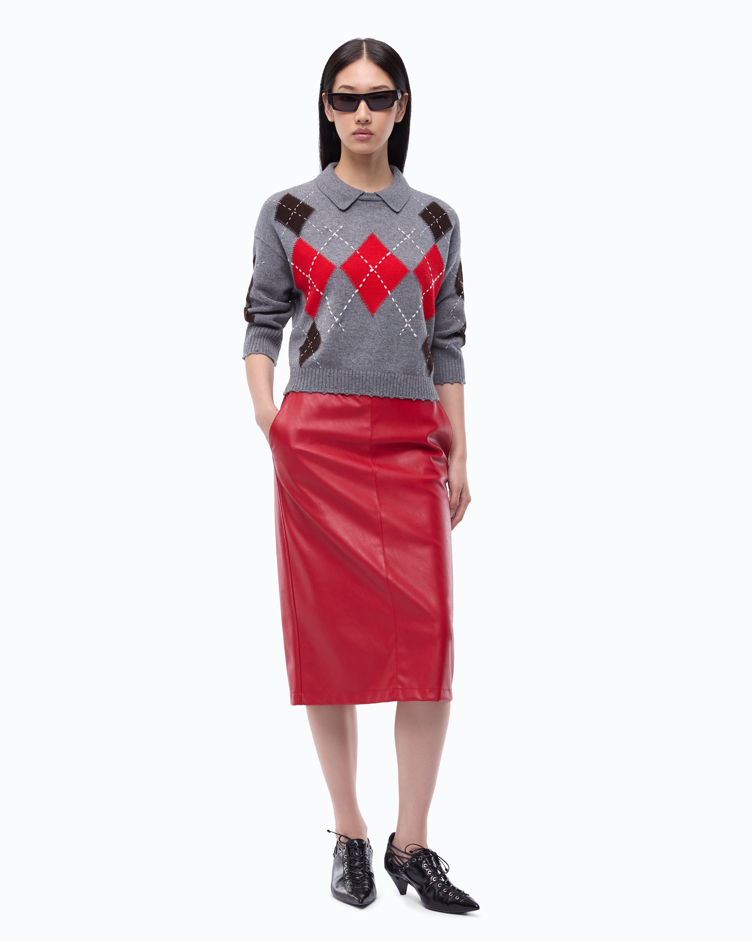 Pinko Cork sweter w romby wełna kaszmir