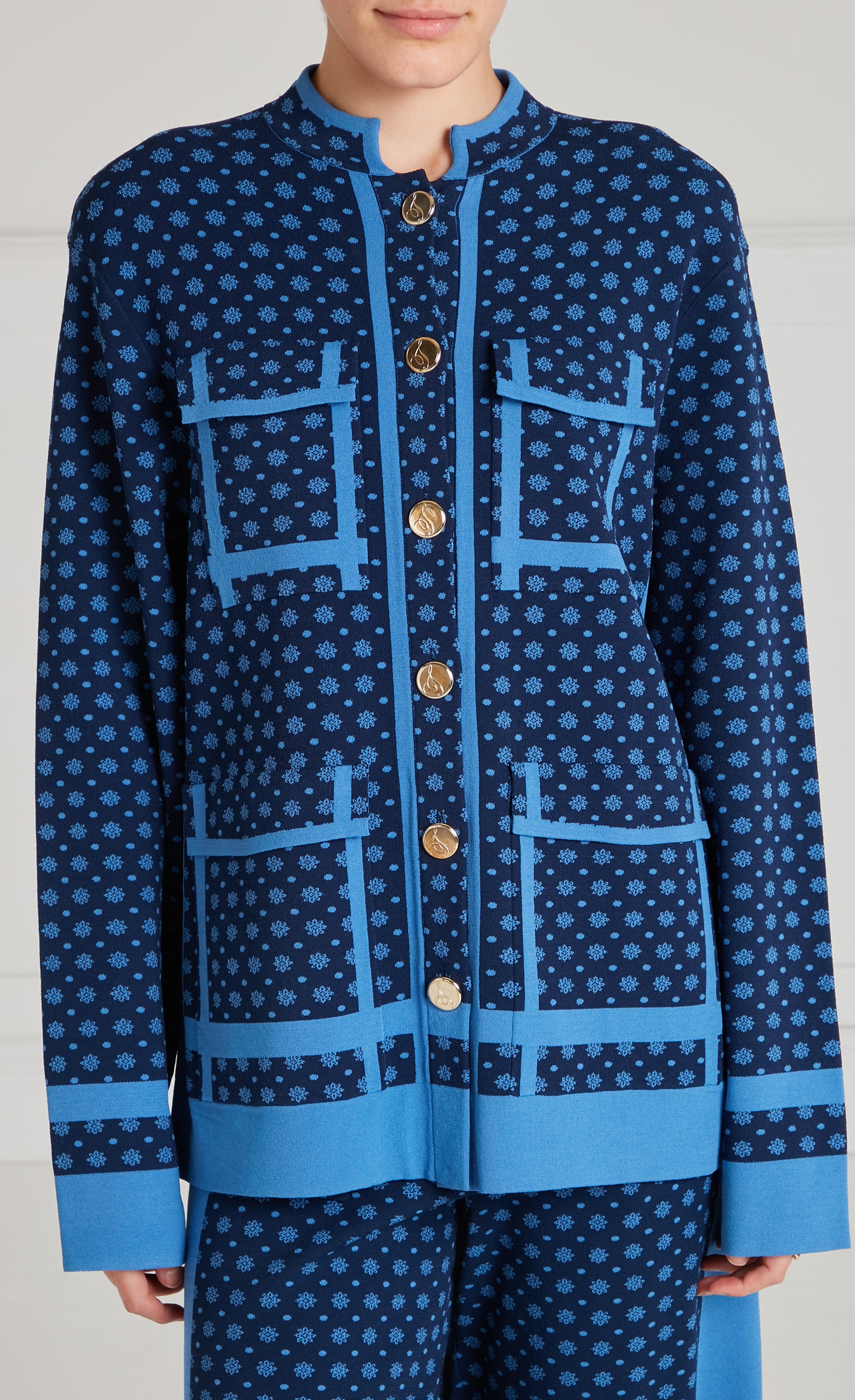 Temperley London Ditzie żakiet dzianinowy Twilight złote guziki