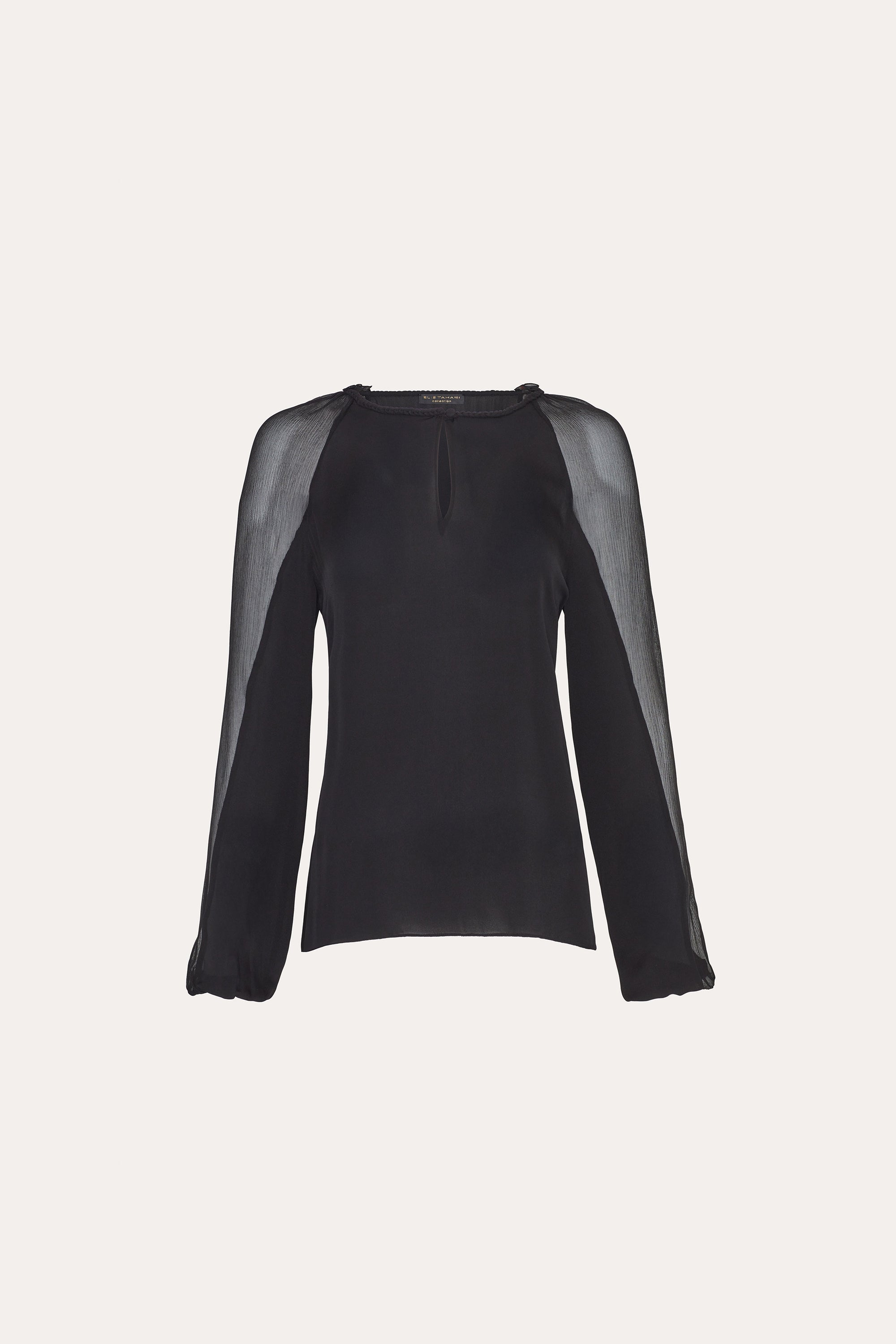 Elie Tahari Silk Chiffon bluzka Black jedwabna