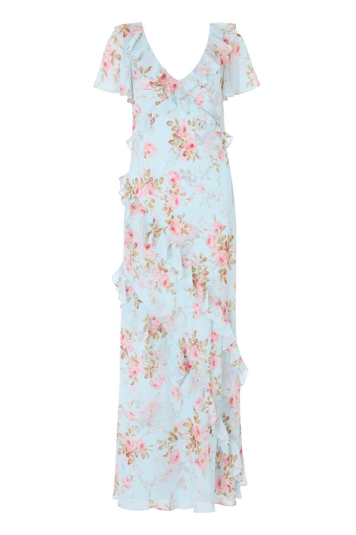 Needle & Thread Summer's Rose Georgette V-Neck Gown suknia niebieska