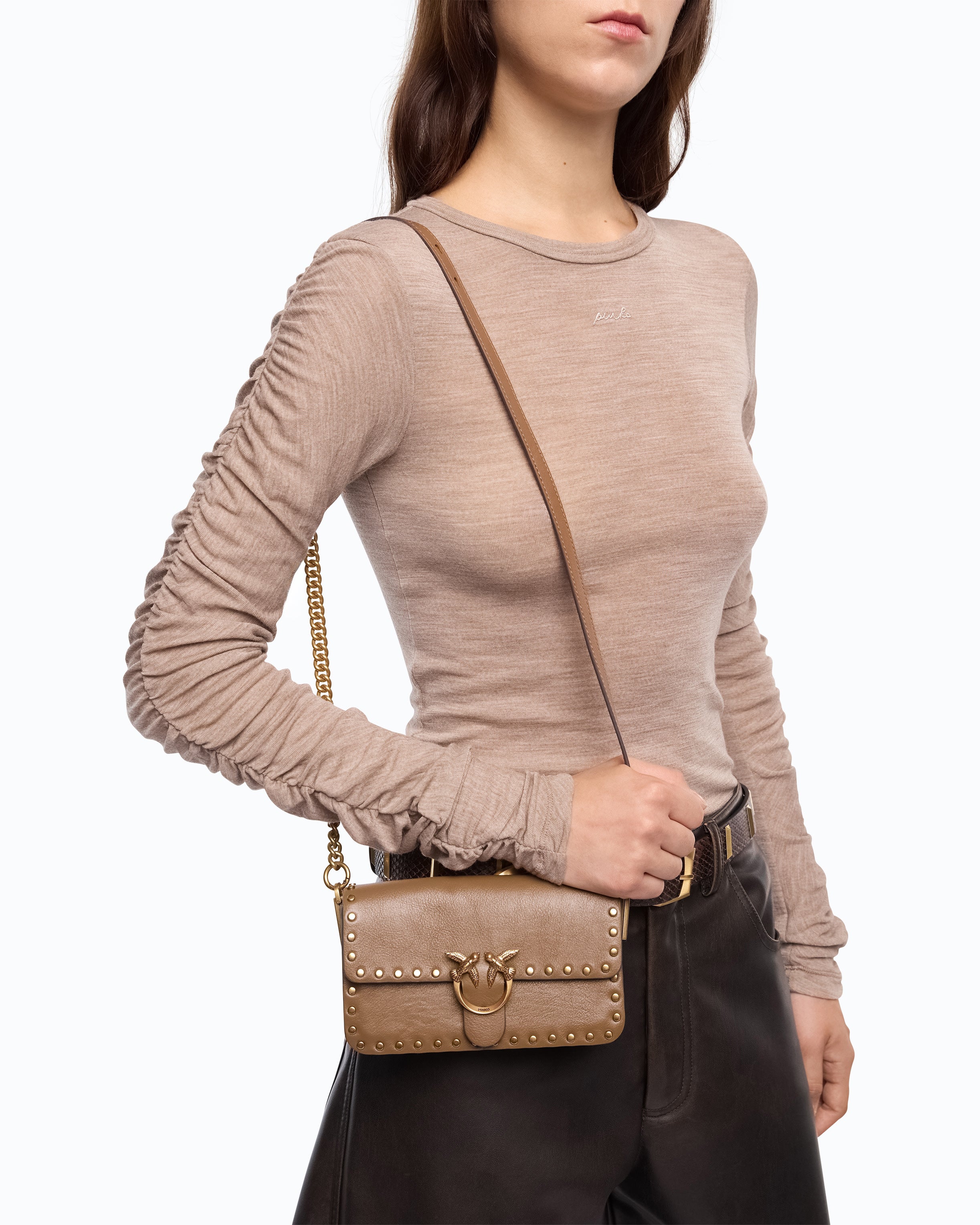 Pinko Baby Love Bag One Slouchy torebka czarna skórzana