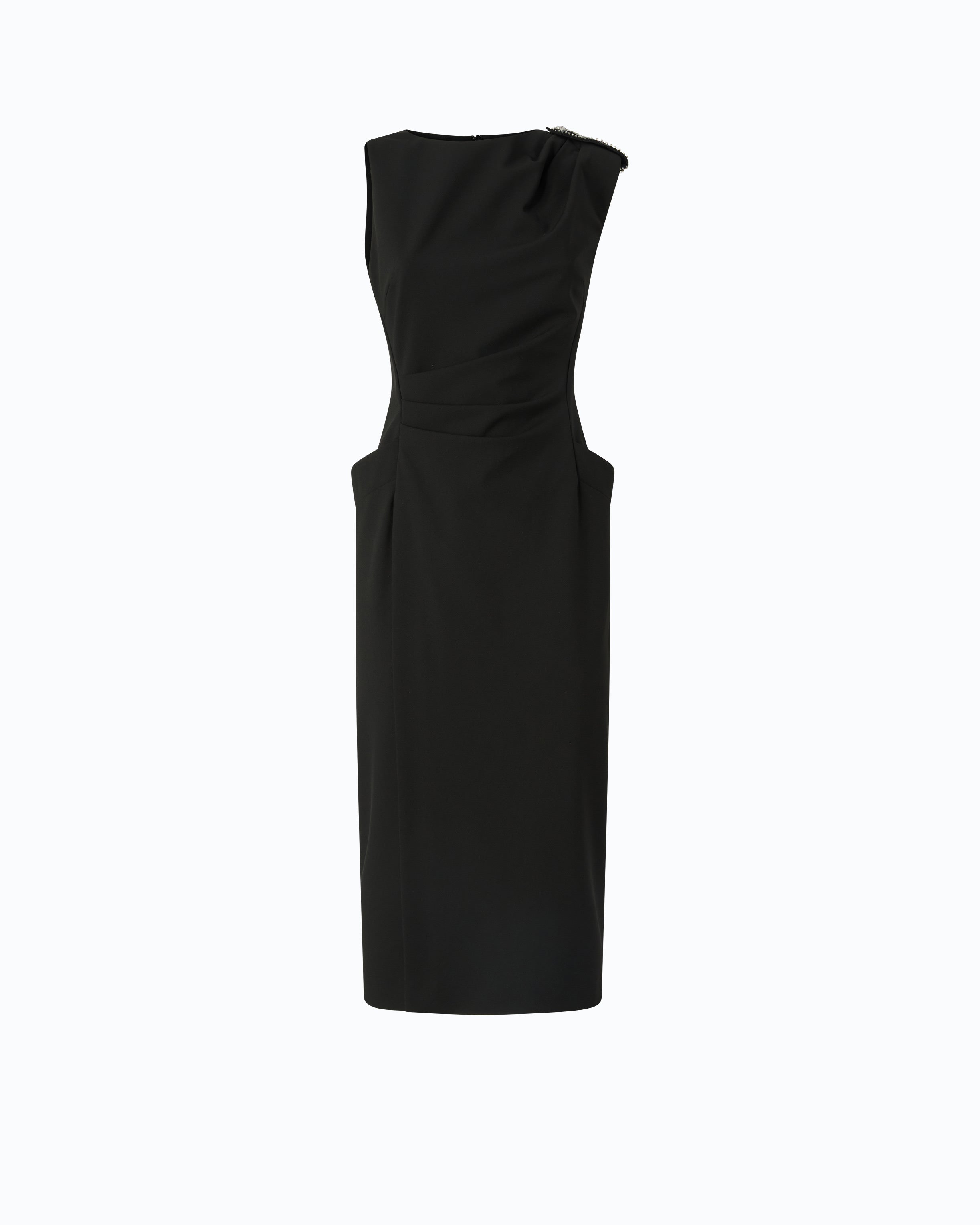 Pinko Ulysse Dress sukienka ołówkowa midi czarna z kryształkami