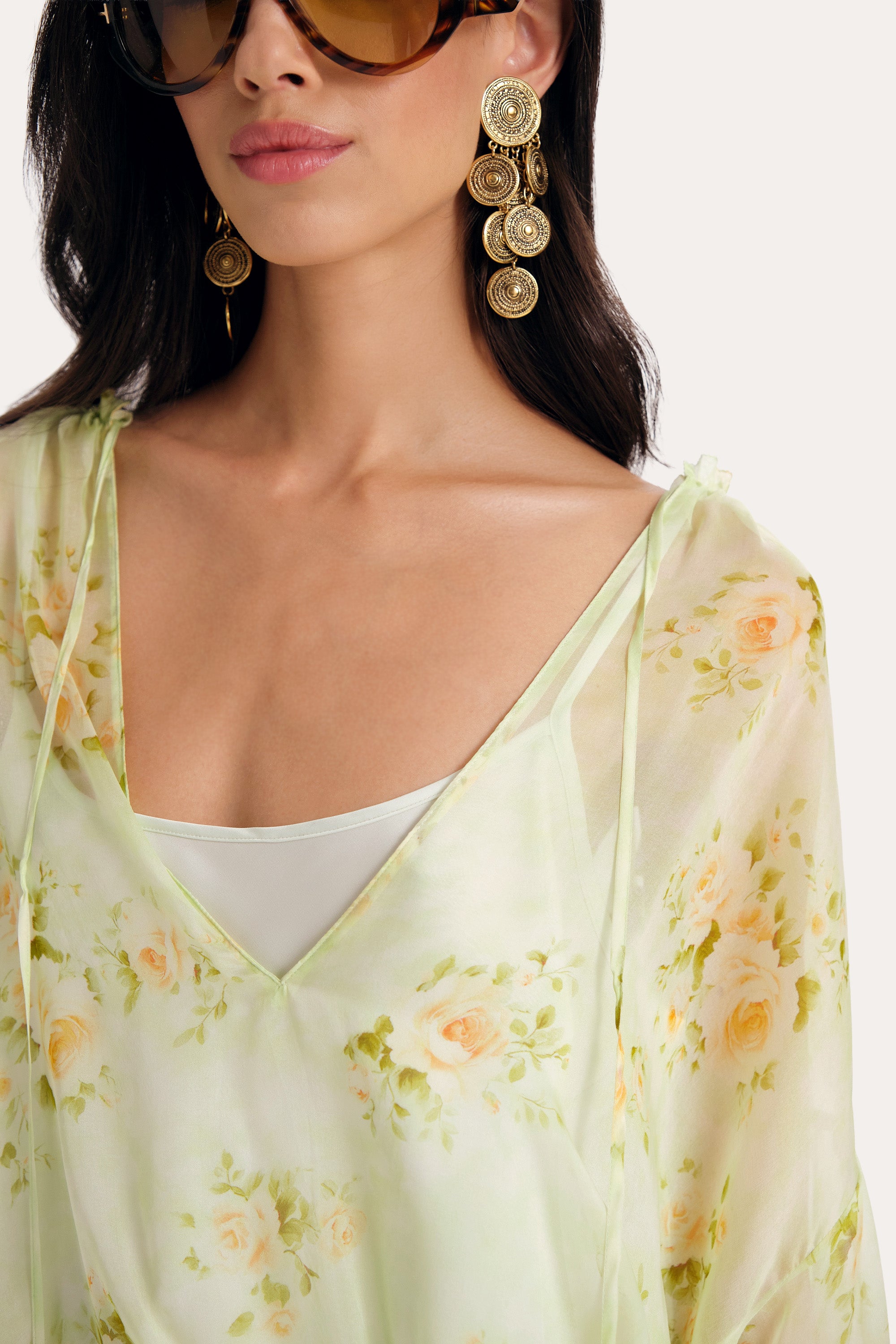Elie Tahari Messa bluzka szyfonowa Petal Fade balonowy rękaw