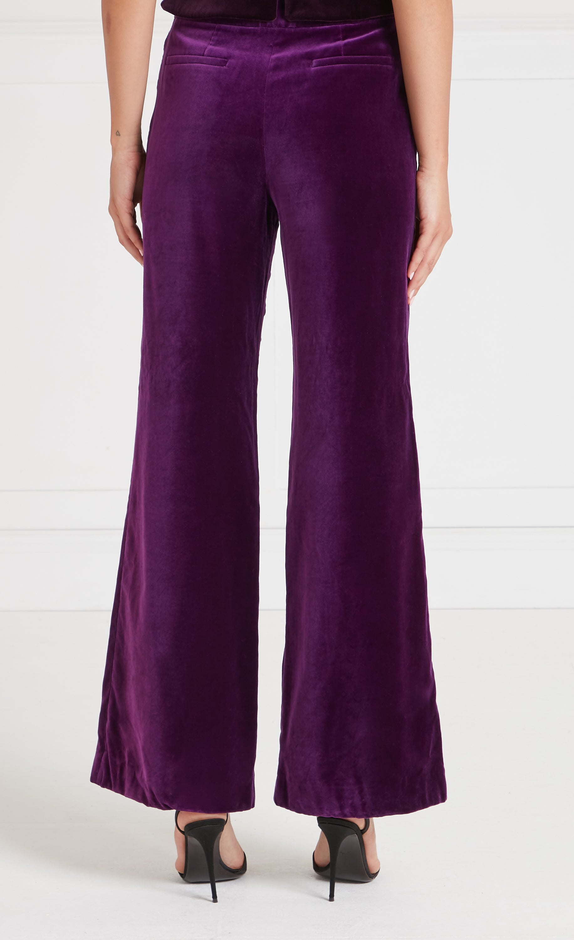 Temperley London Clove Velvet spodnie Dark Amethyst welur
