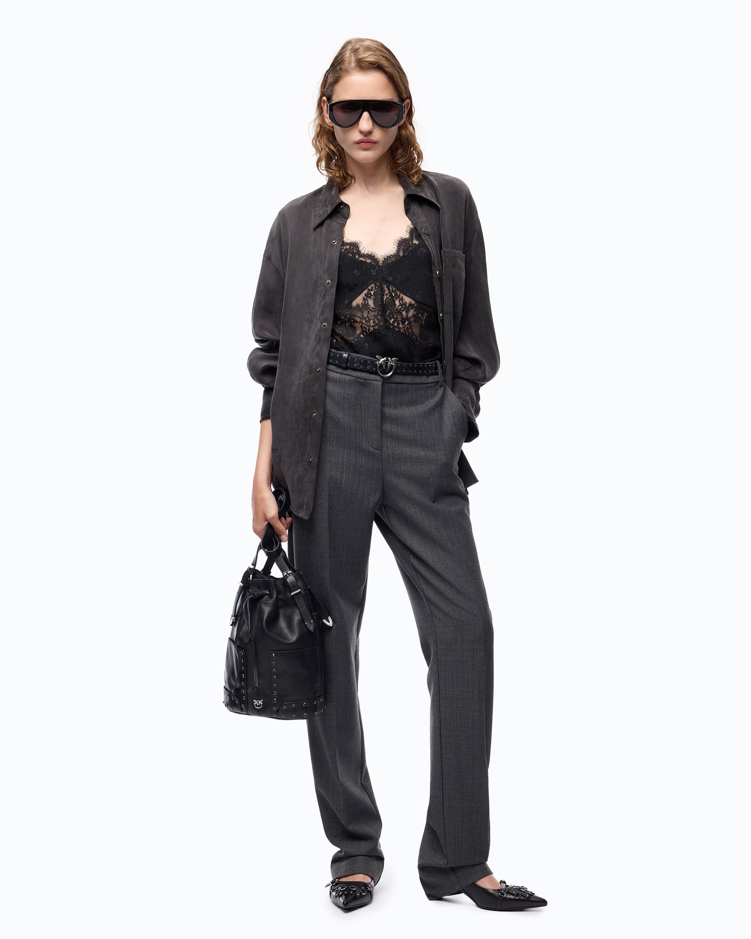 Pinko Careser Shirt koszula welurowa czarna