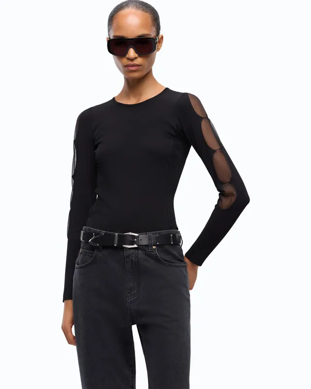 Pinko Antibes sweter czarny z wycięciami