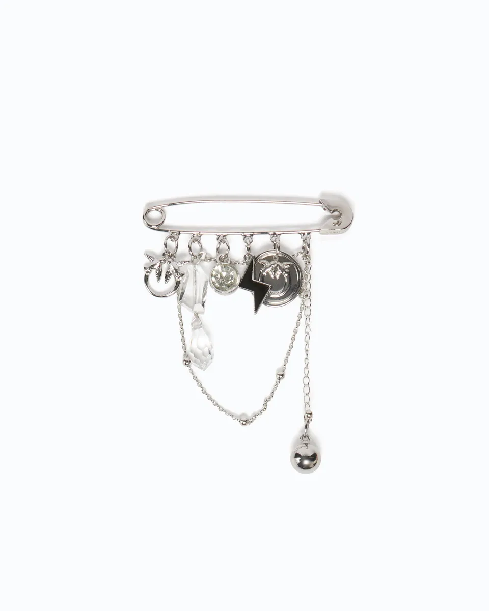 Pinko Brooch Metal broszka łańcuszki zawieszki