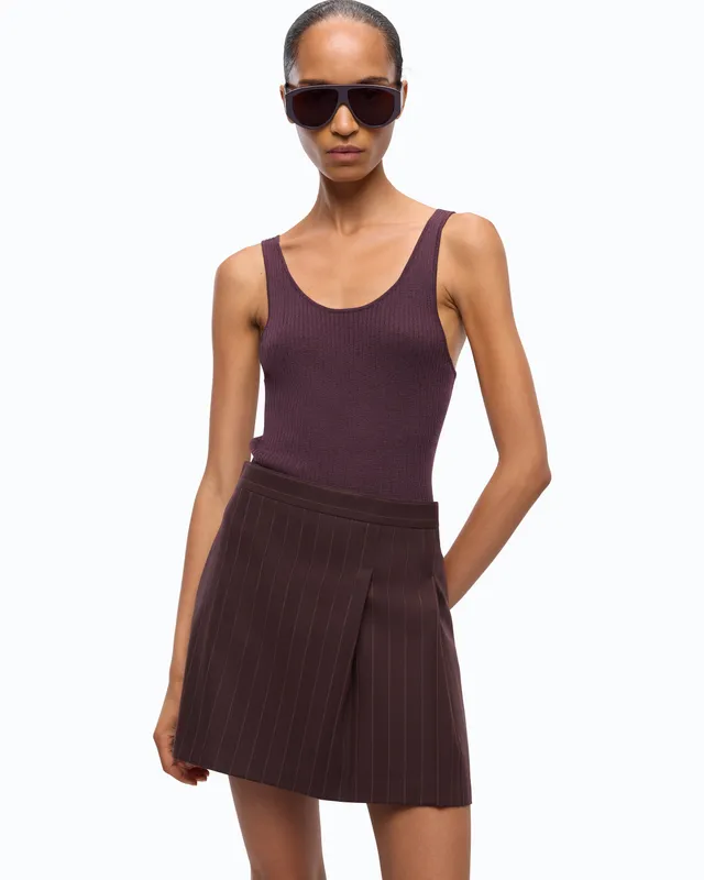 Pinko Saint Tropez top wełniany prążkowany fioletowy
