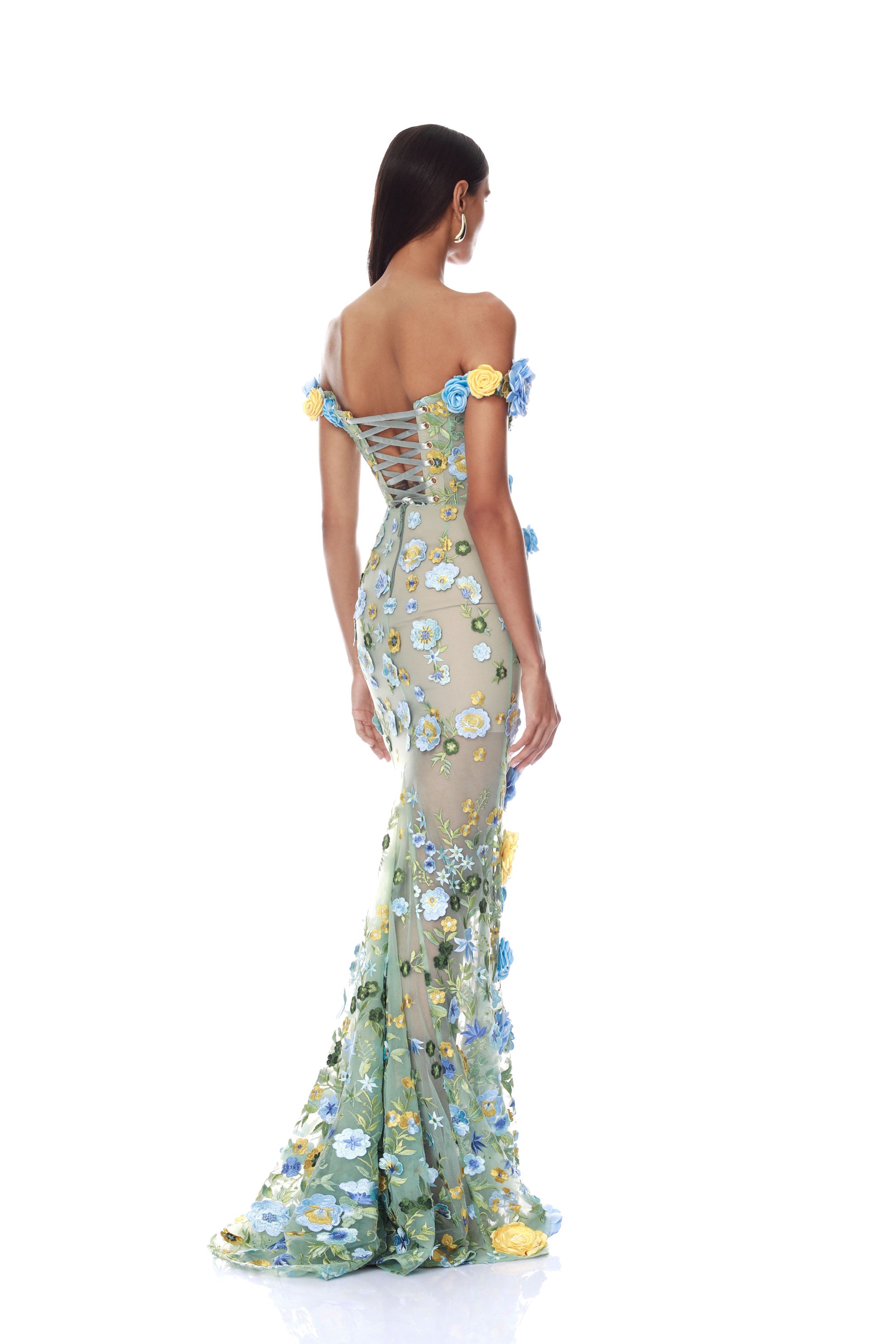 Bronx and Banco Portofino Floral Jasmine suknia niebieska