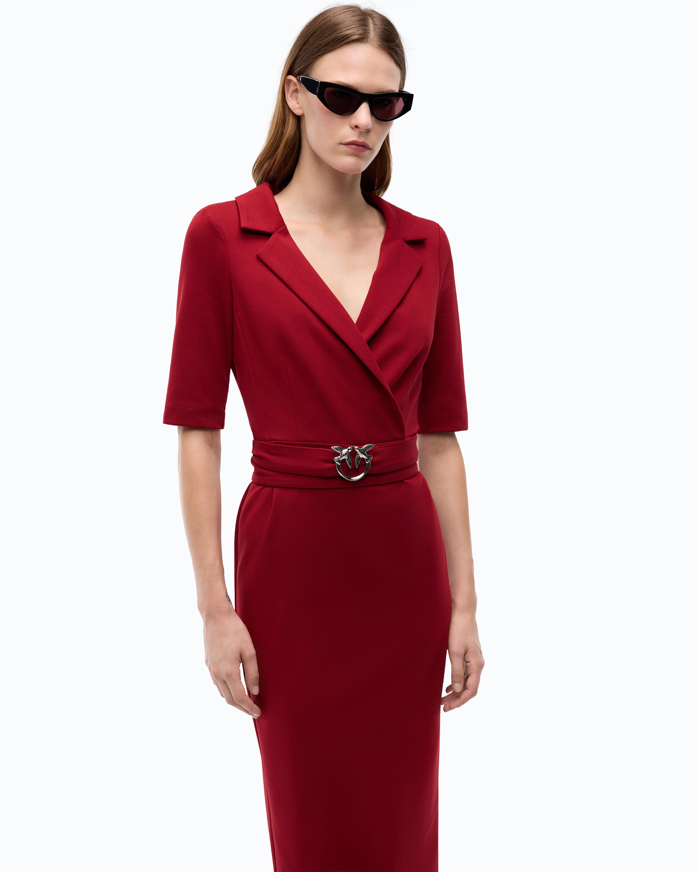 Pinko Arnebia Dress sukienka midi czerwona