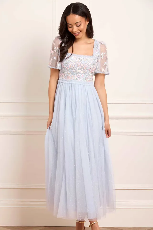 Needle & Thread Versailles Ditsy Bodice Ankle Gown sukienka niebieska