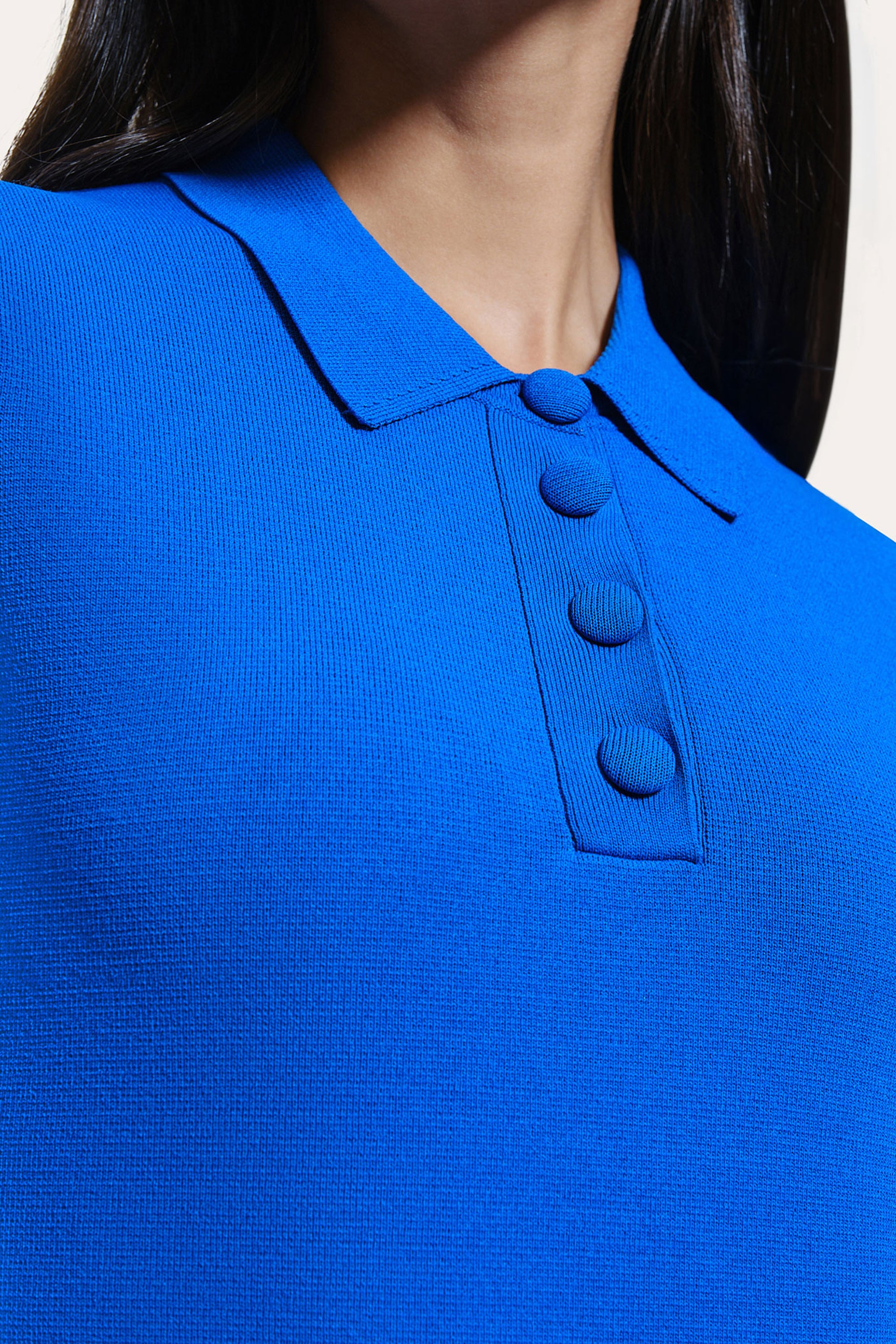 Elie Tahari Milano Sculpt Skylar polo cropped kobaltowe