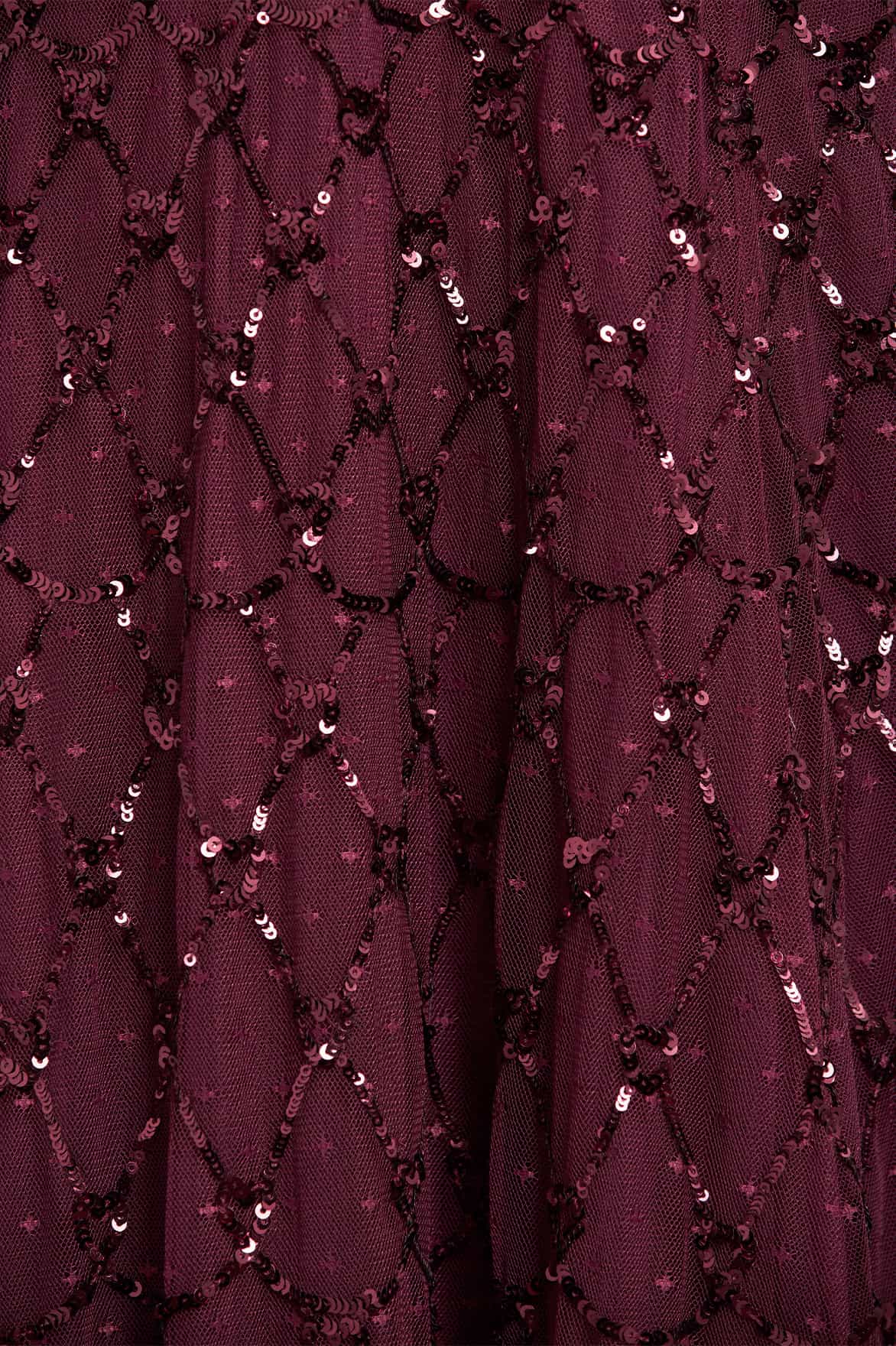 Needle & Thread Heart Lattice Ankle Gown sukienka fioletowa cekiny