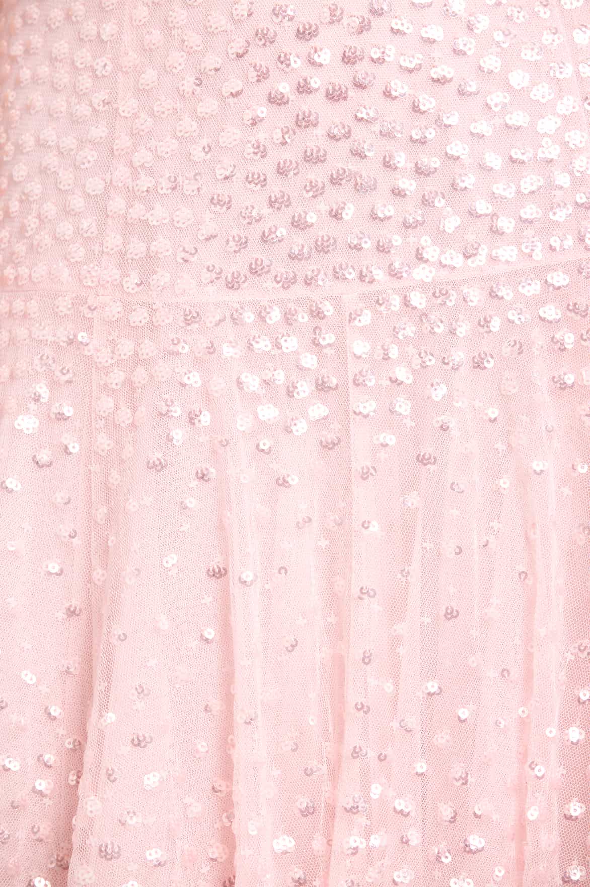 Needle & Thread Sunrise Sequin Strapless Cape Gown róż peleryna