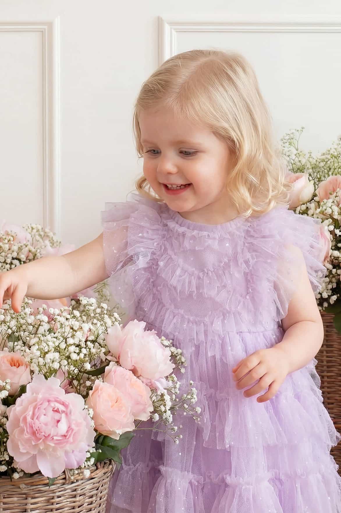 Needle & Thread Genevieve Baby Dress sukienka liliowa 2-części