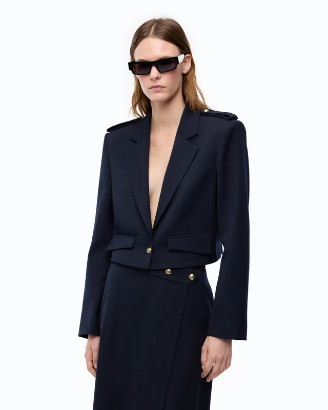 Pinko Manna Jacket żakiet wełniany krótki niebieski