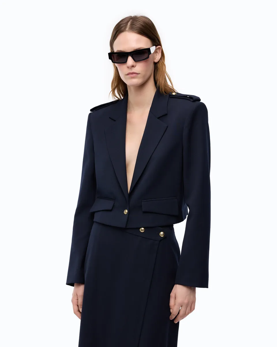 Pinko Manna Jacket żakiet wełniany krótki niebieski
