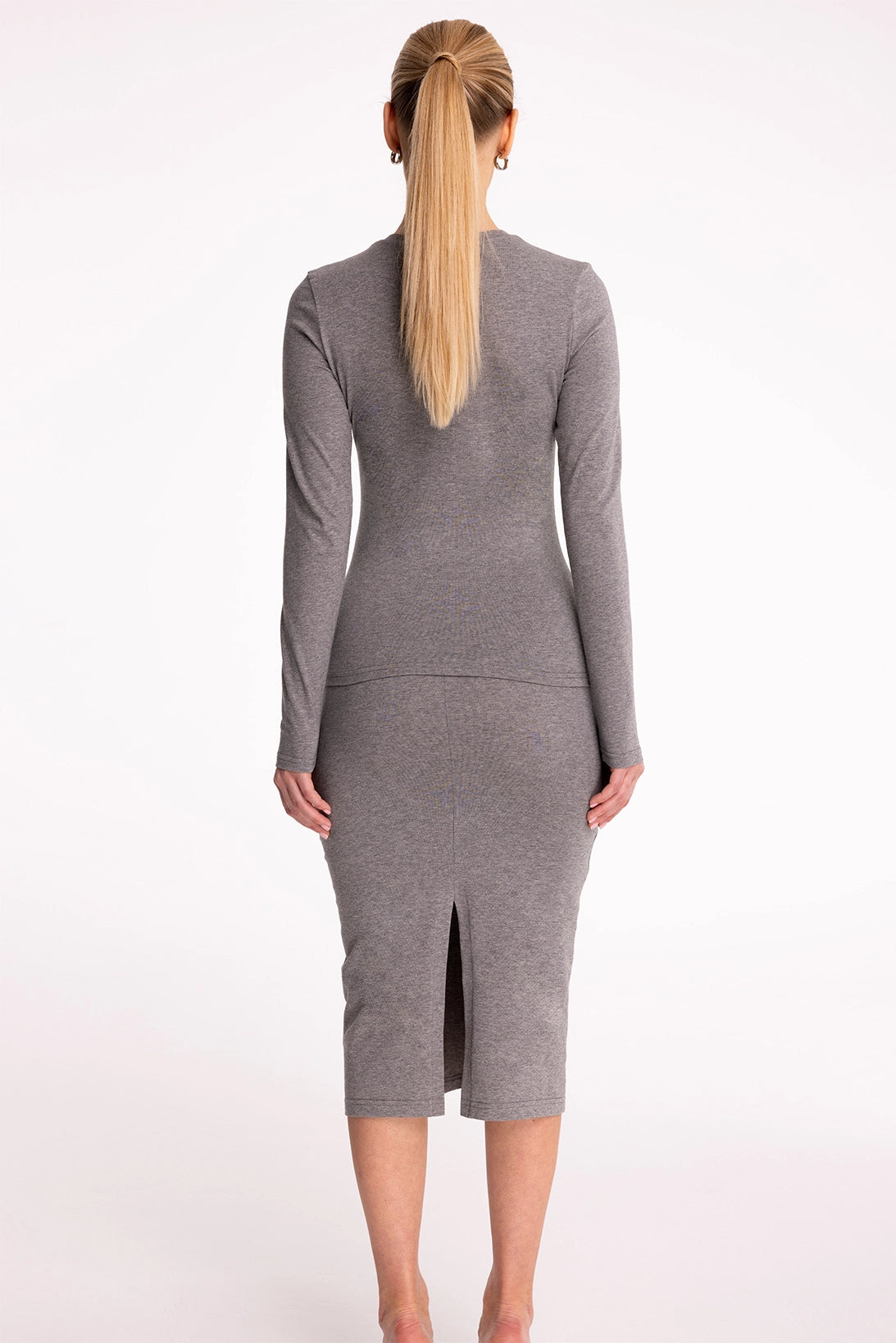 Nudyess Roots top longsleeve Dark Melange bawełna