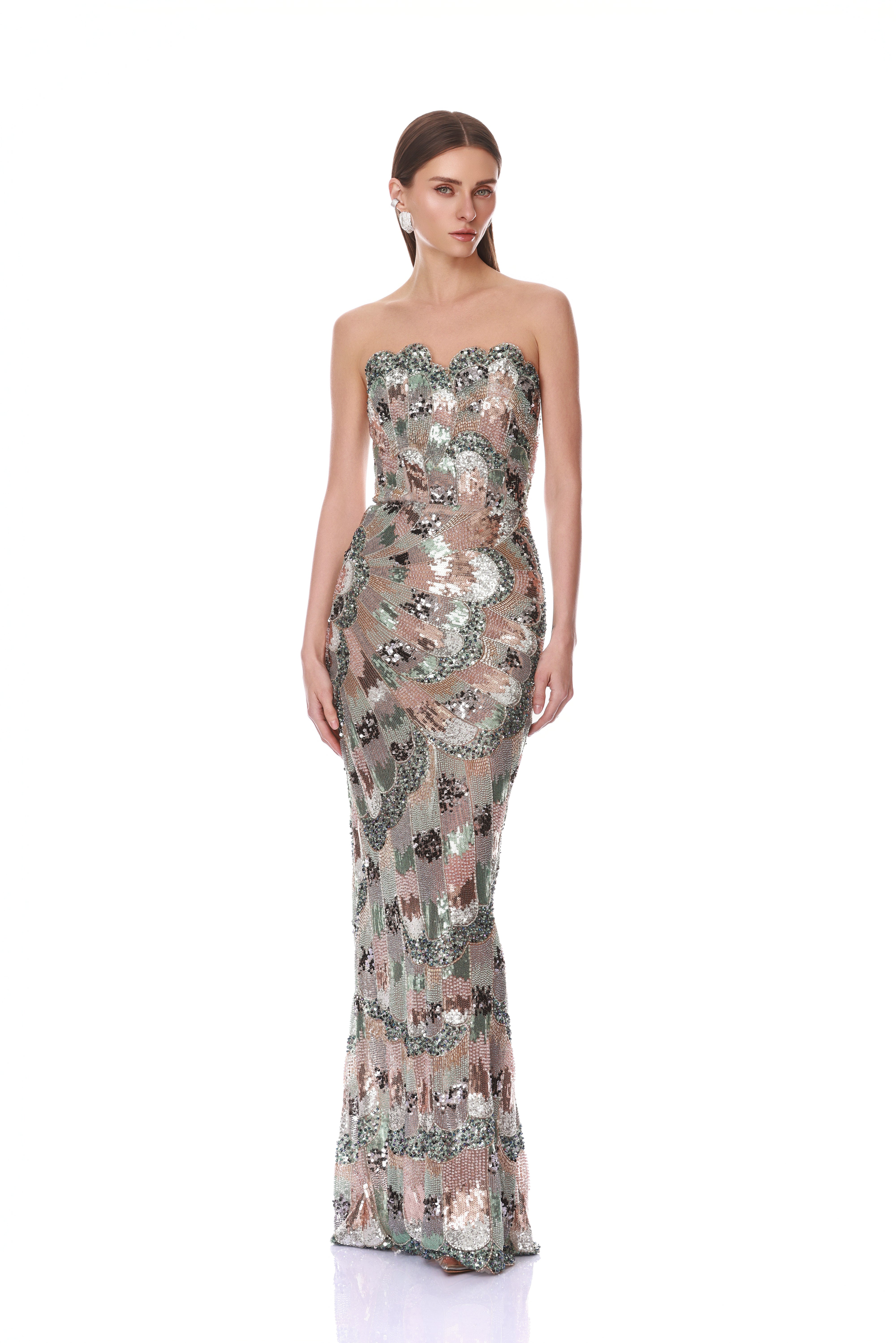 Bronx and Banco Strapless Embellished sukienka maxi niebieska