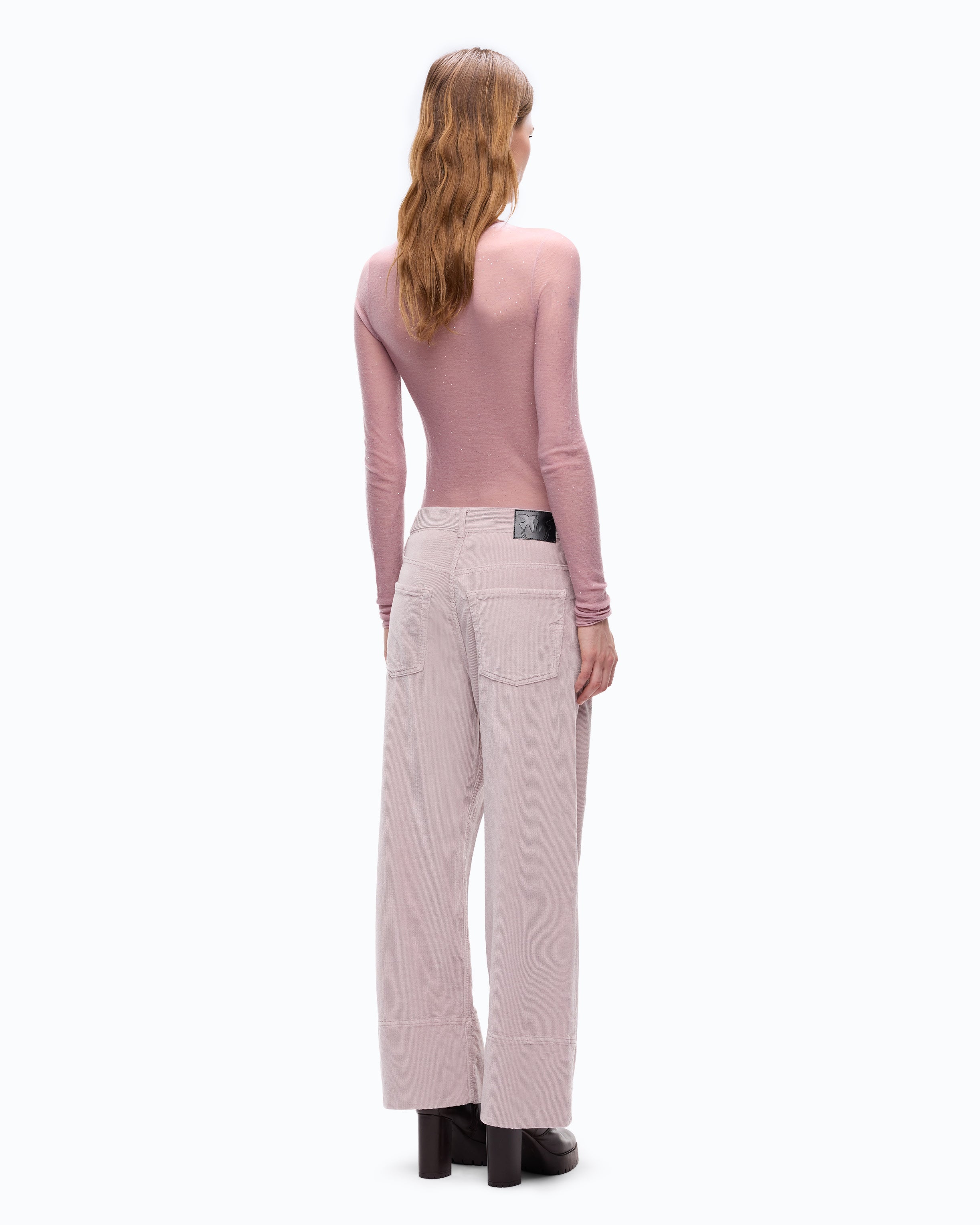 Pinko Cyntia Cropped spodnie sztruksowe z paskiem