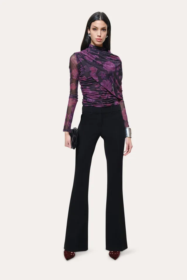 Elie Tahari Shannon Fit-and-Flare Pant spodnie czarne krepa