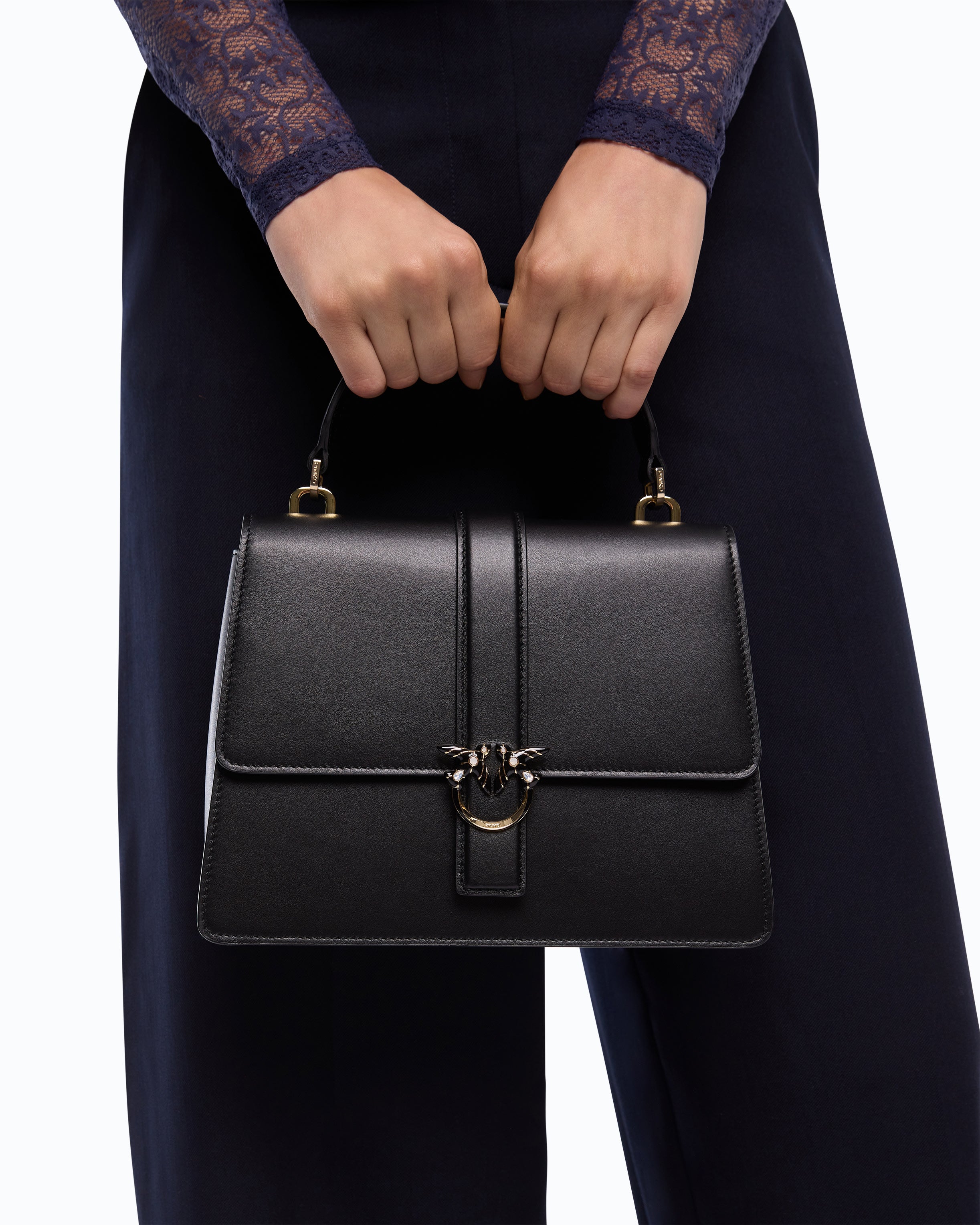 Pinko New Love Top Handle Classic torebka czarna skóra