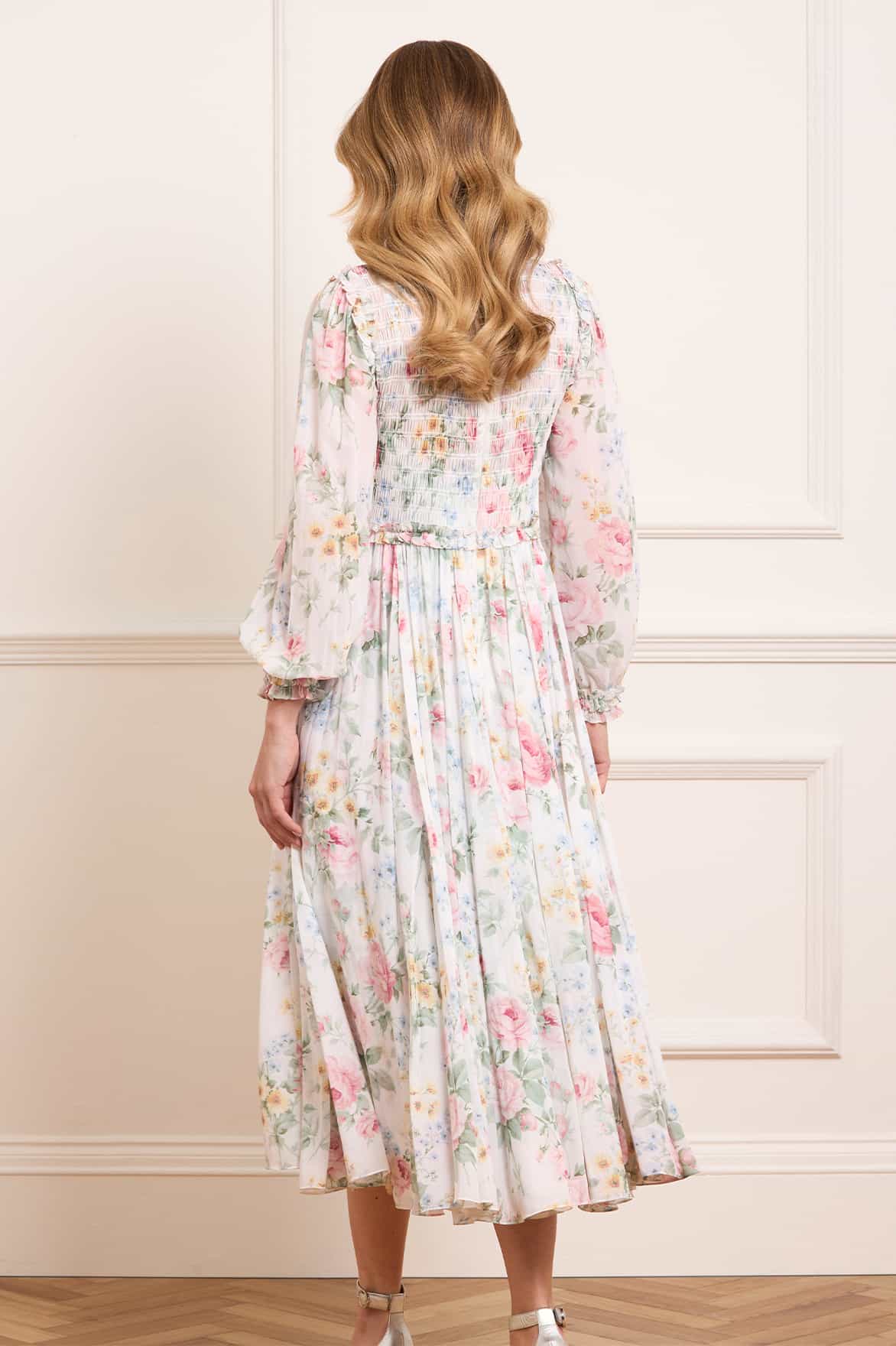 Needle & Thread Pompadour Garden Chiffon Smocked sukienka multi