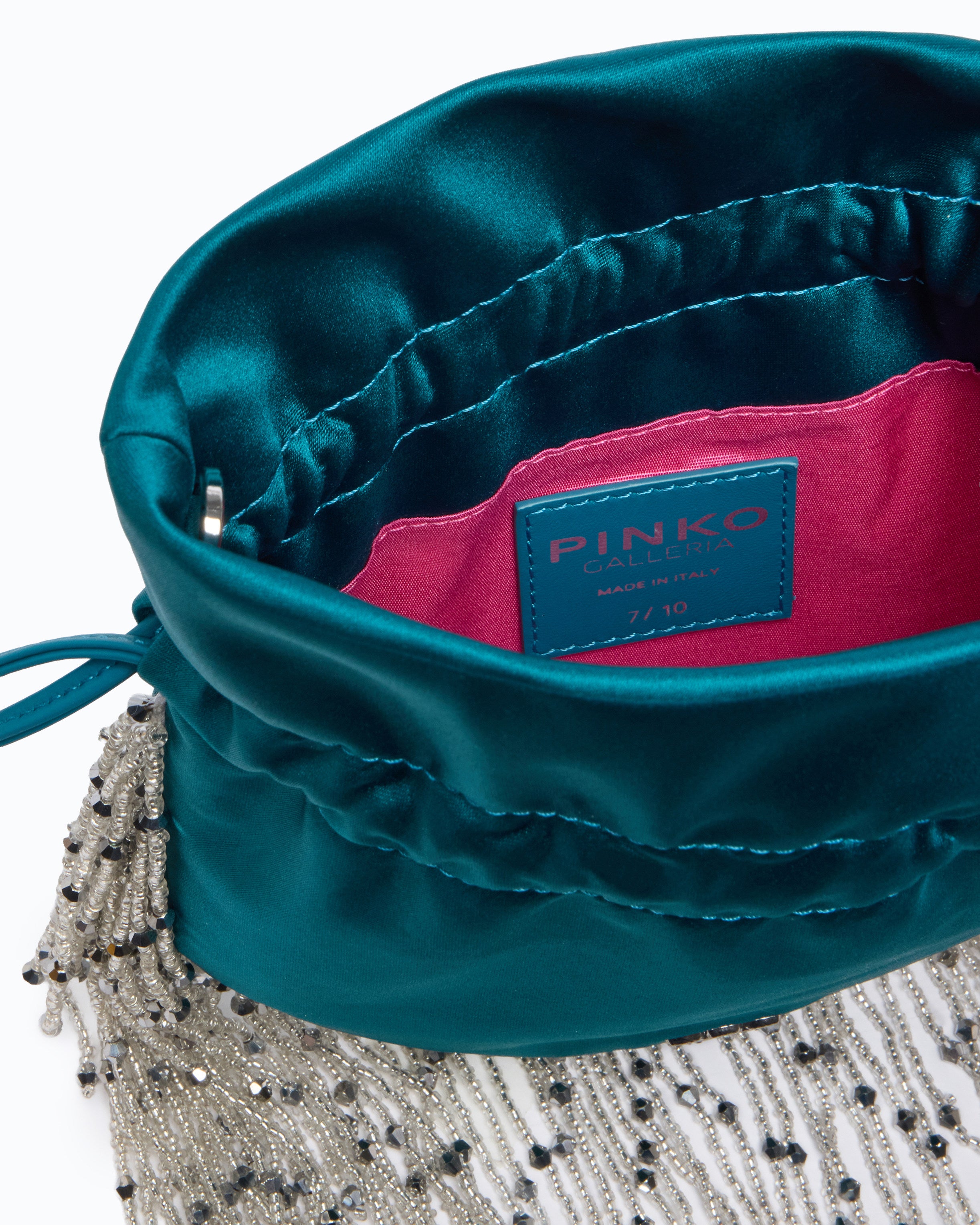 Pinko Galleria torebka satynowa pouch frędzle