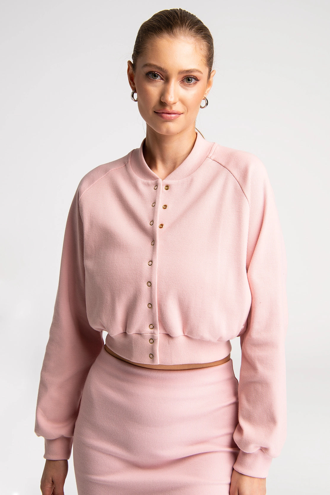 Nudyess Akaishi Short bomber prążkowany pink
