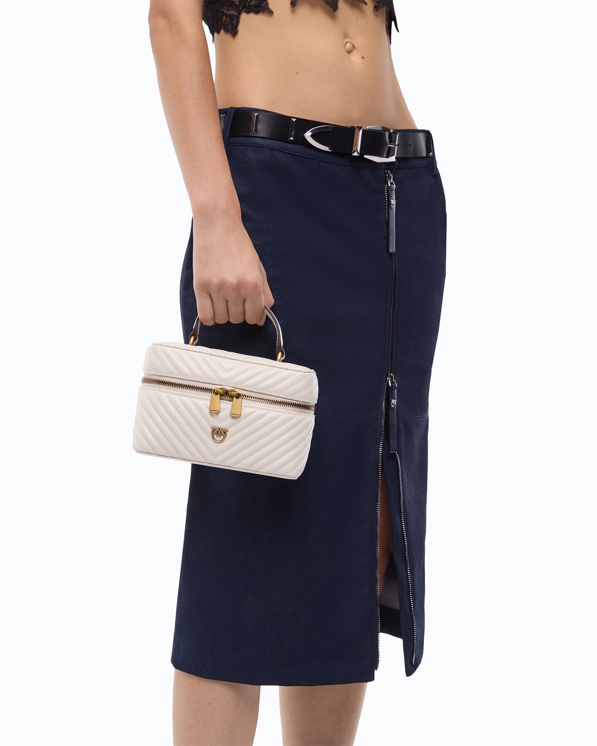 Pinko Vanity Soft Mini kosmetyczka biała skóra