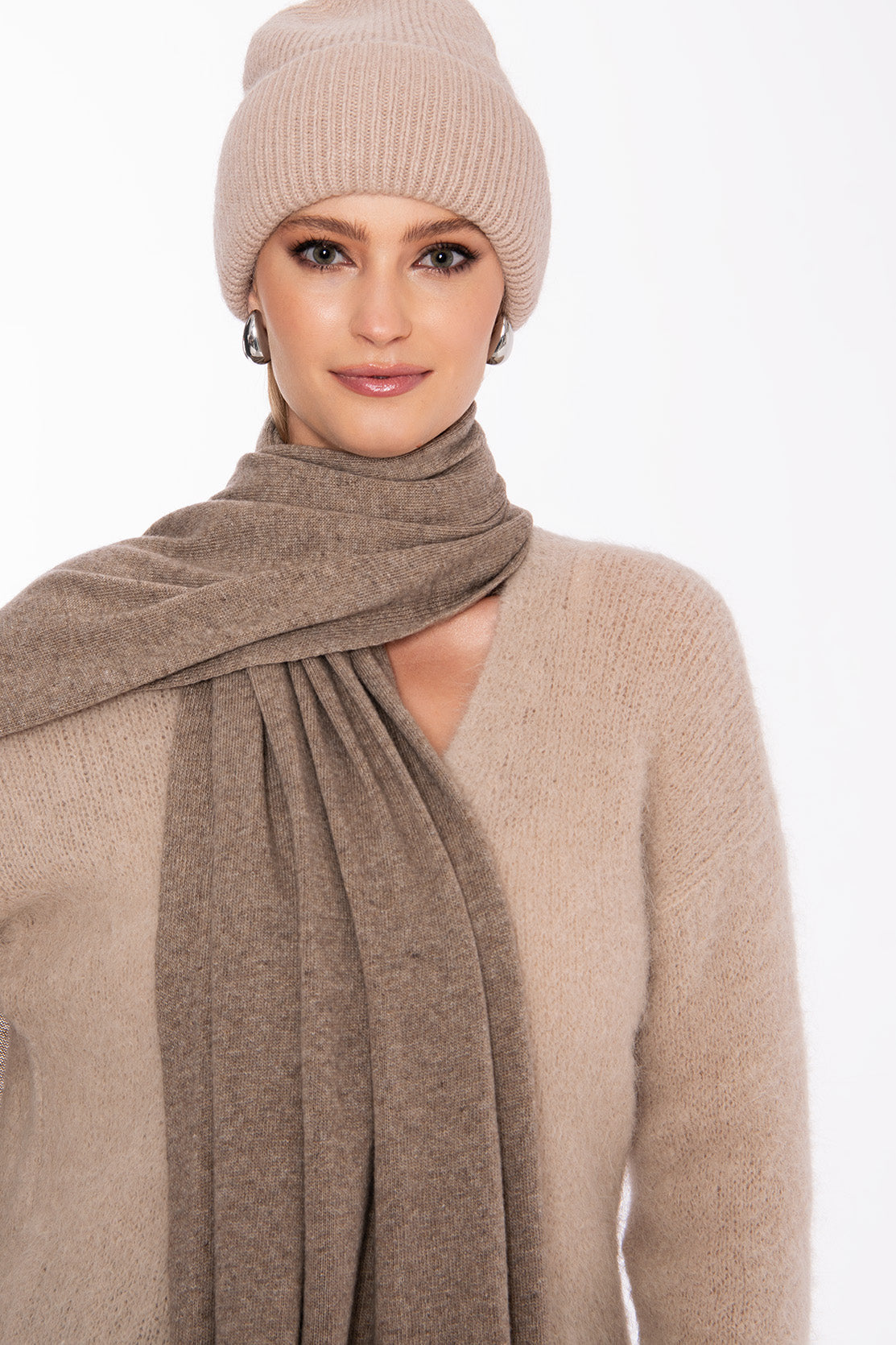 Nudyess Tiny szalik zimowy brązowy wełna merino