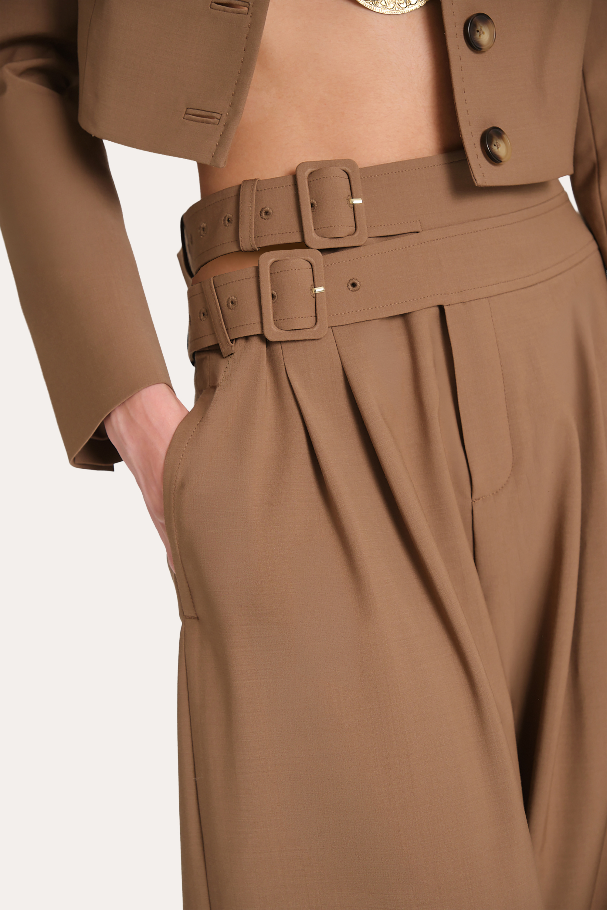 Elie Tahari Sierra E8012106 Spodnie toffi wełna