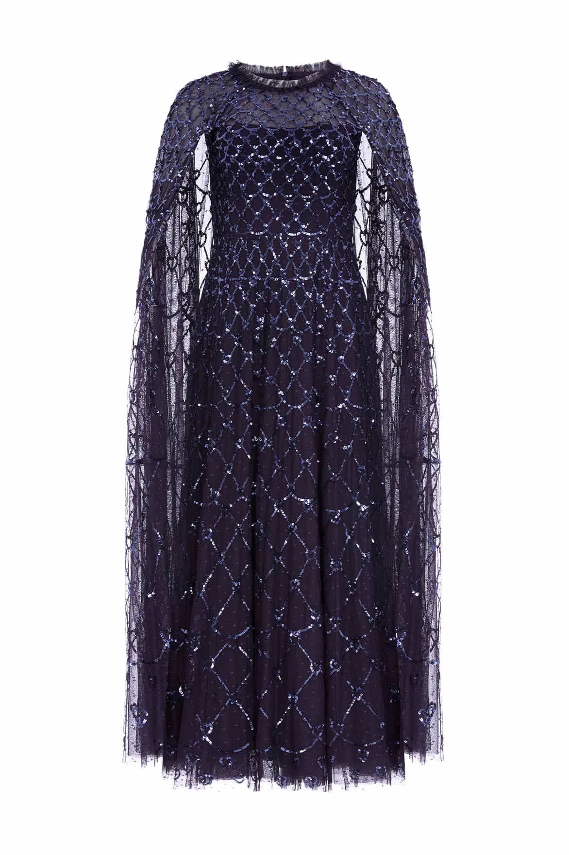 Needle & Thread Heart Lattice Ankle Gown sukienka Blue cekinowa