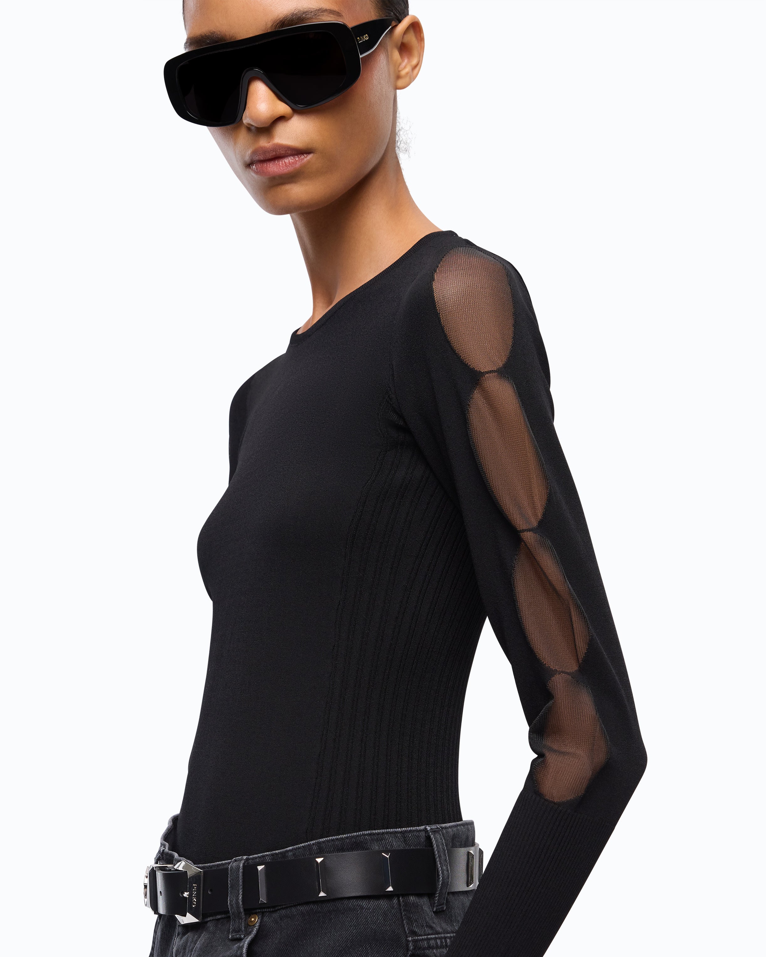 Pinko Antibes sweter czarny z wycięciami