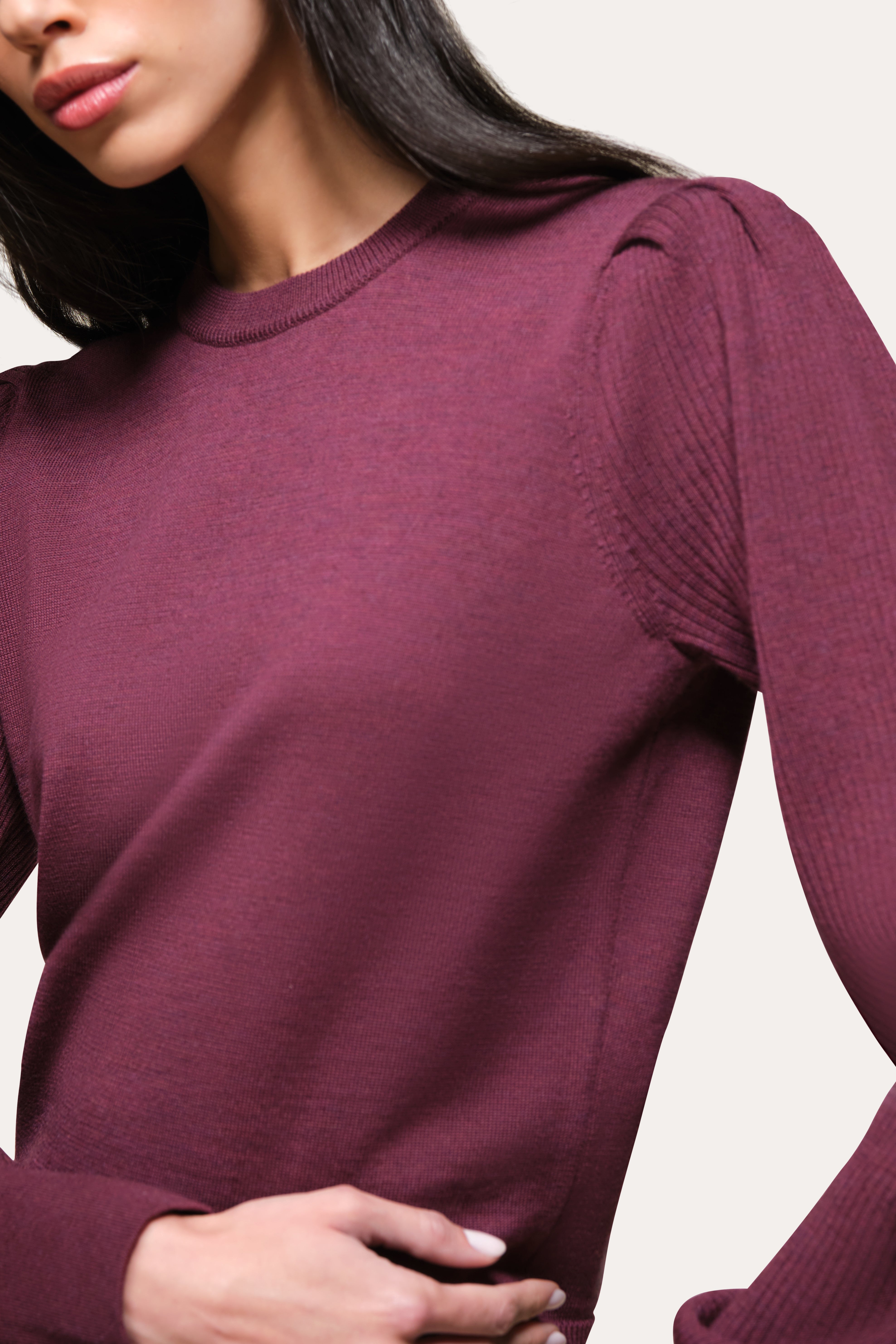 Elie Tahari Wool EN5YE505 sweter wełniany Merlot