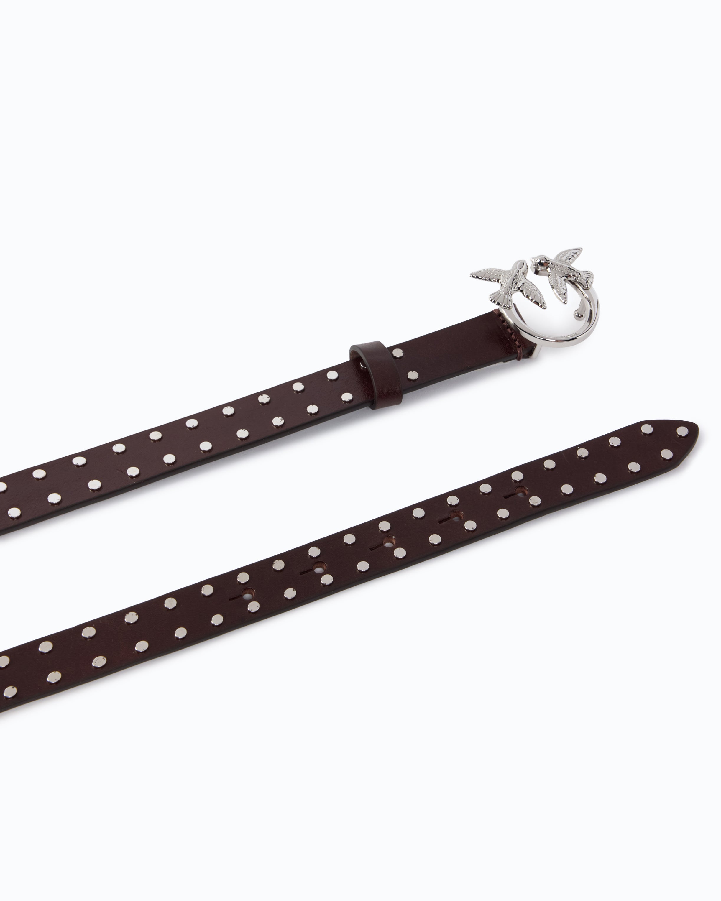 Pinko Love Belt pasek skórzany 2 cm ćwieki