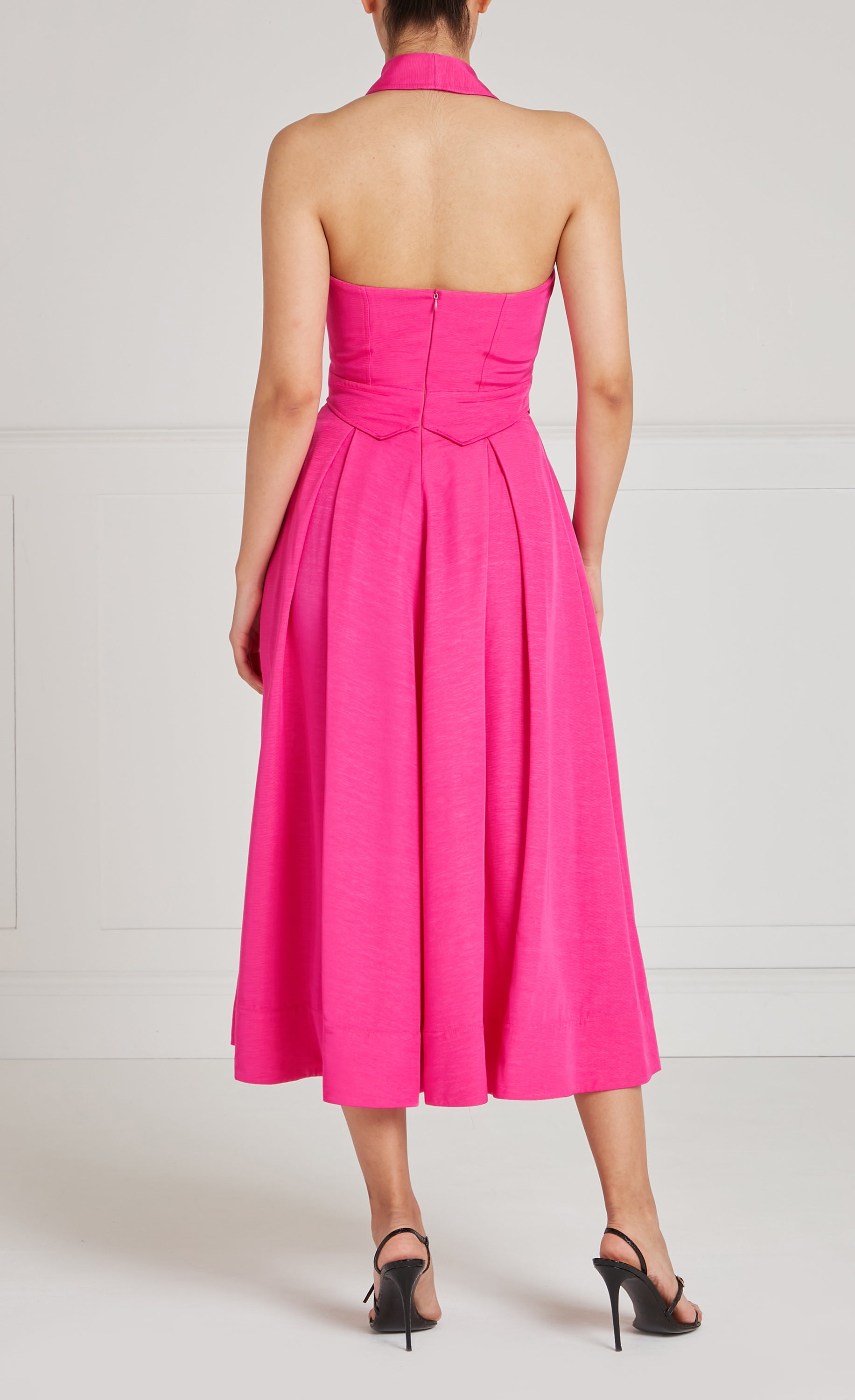 Temperley London Elodie sukienka halter Fuchsia Pink midi