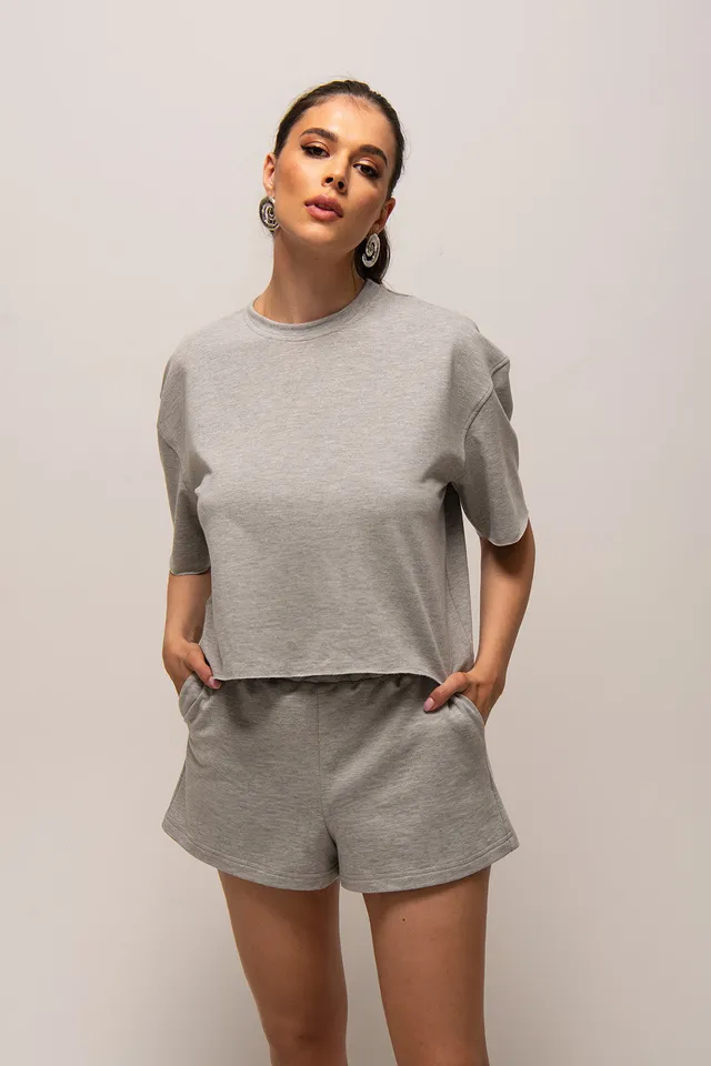 Nudyess Lucy t-shirt bawełniany melange luźny