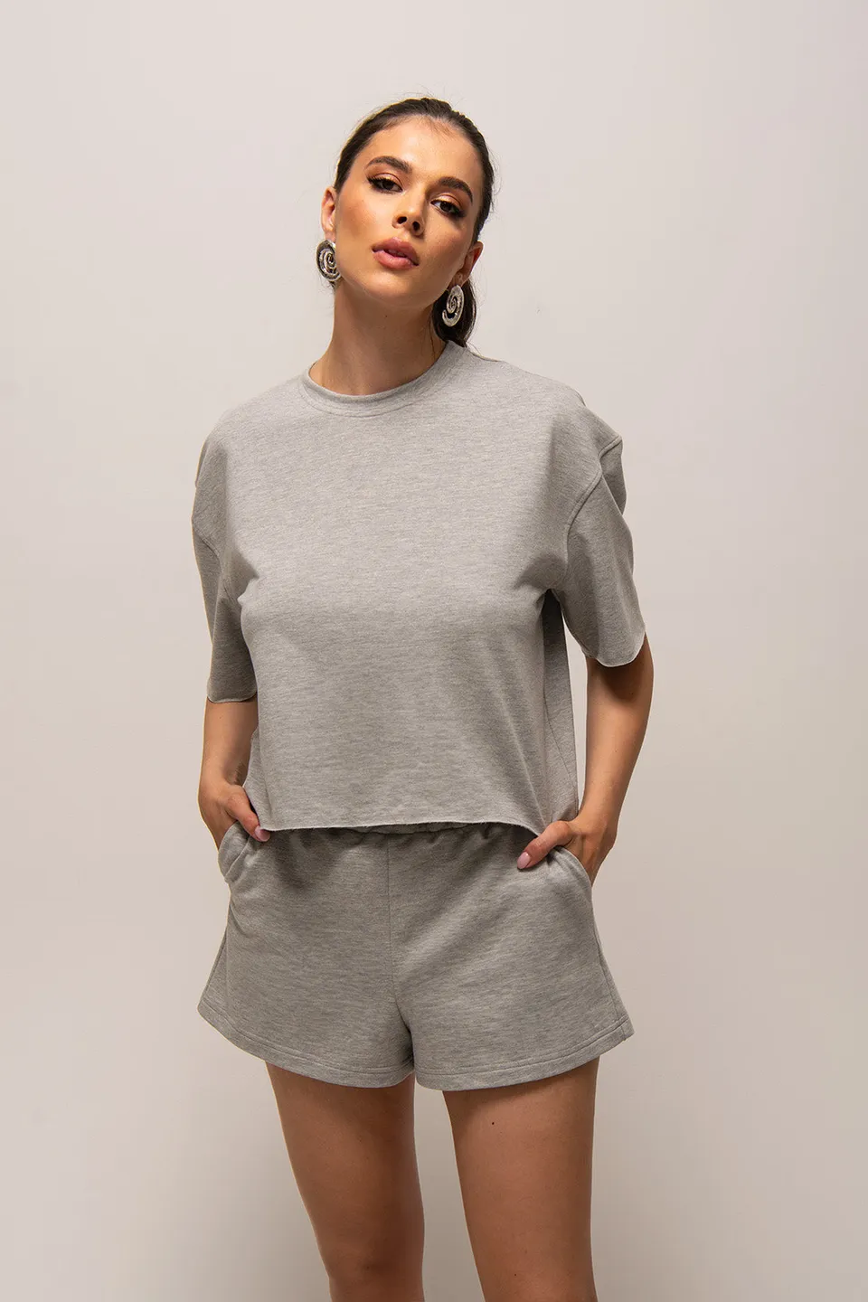 Nudyess Lucy t-shirt bawełniany melange luźny