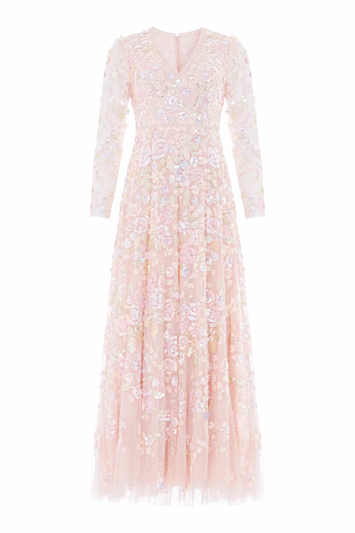 Needle & Thread Sequin Paradise V-Neck Gown suknia różowa