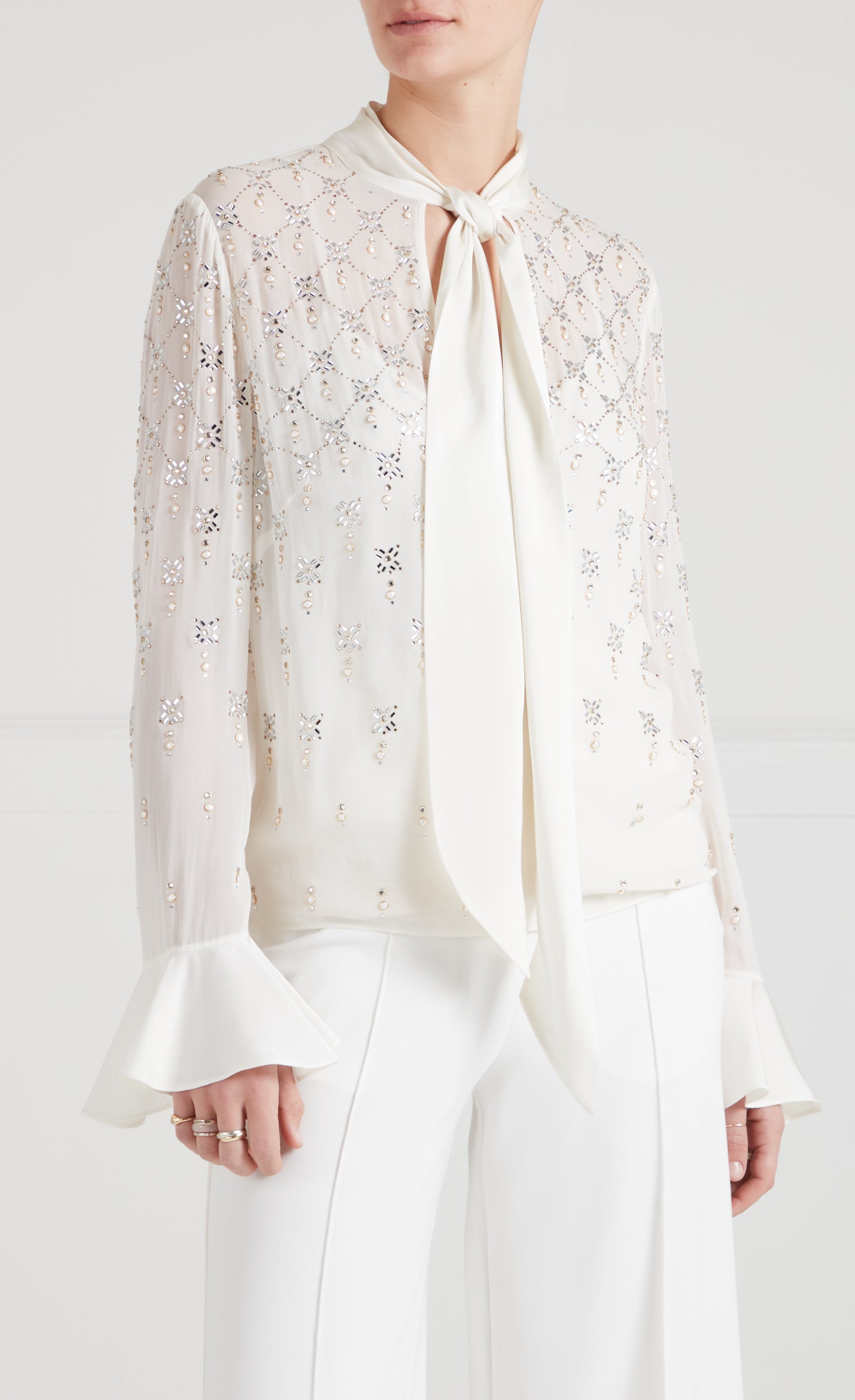 Temperley London Gallantry Blouse bluzka Ivory kryształki