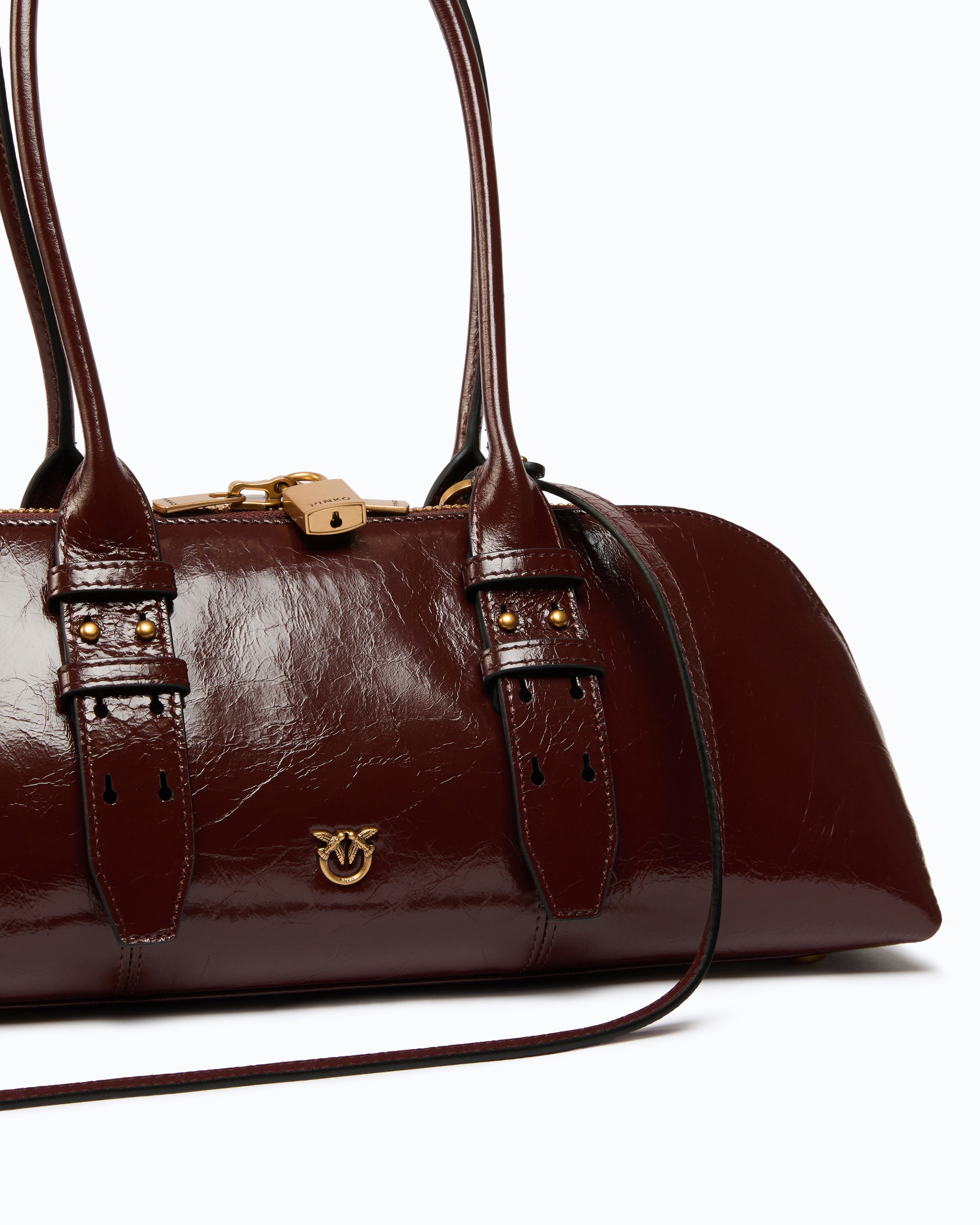 Pinko Escape Bag Horizontal torebka skórzana U błyszcząca