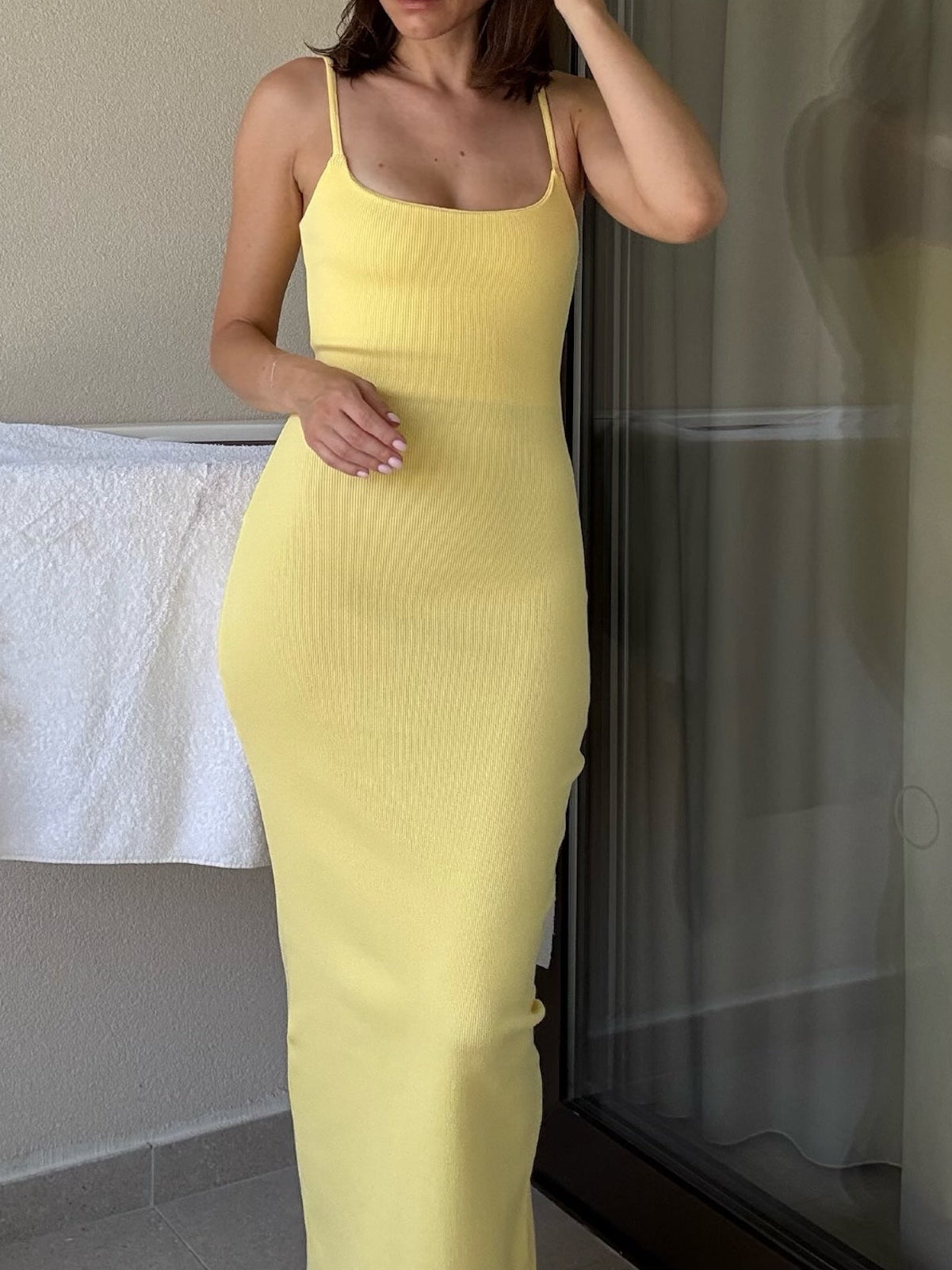 Nudyess Rodeo sukienka maxi Yellow prążkowana