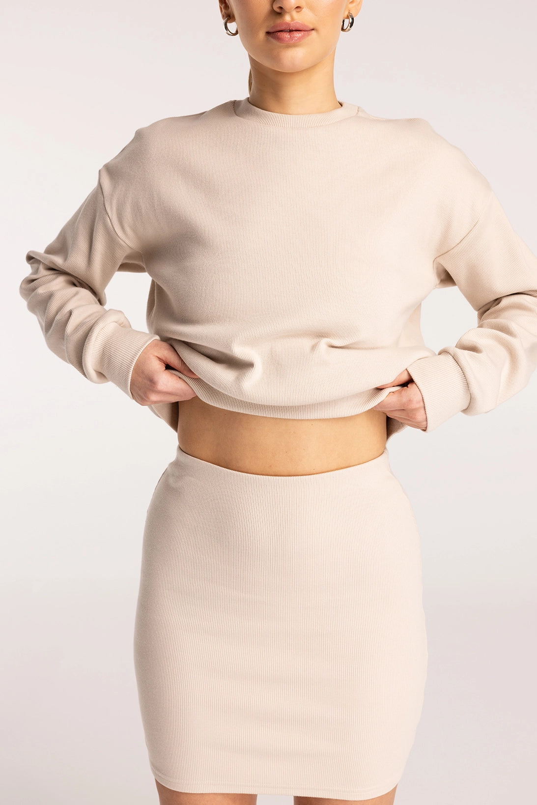 Nudyess Tremity 507MLB spódnica mini Light Beige prążkowana