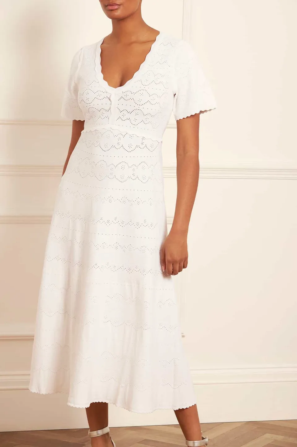 Needle & Thread Lace Knit Gown sukienka kremowa dzianina