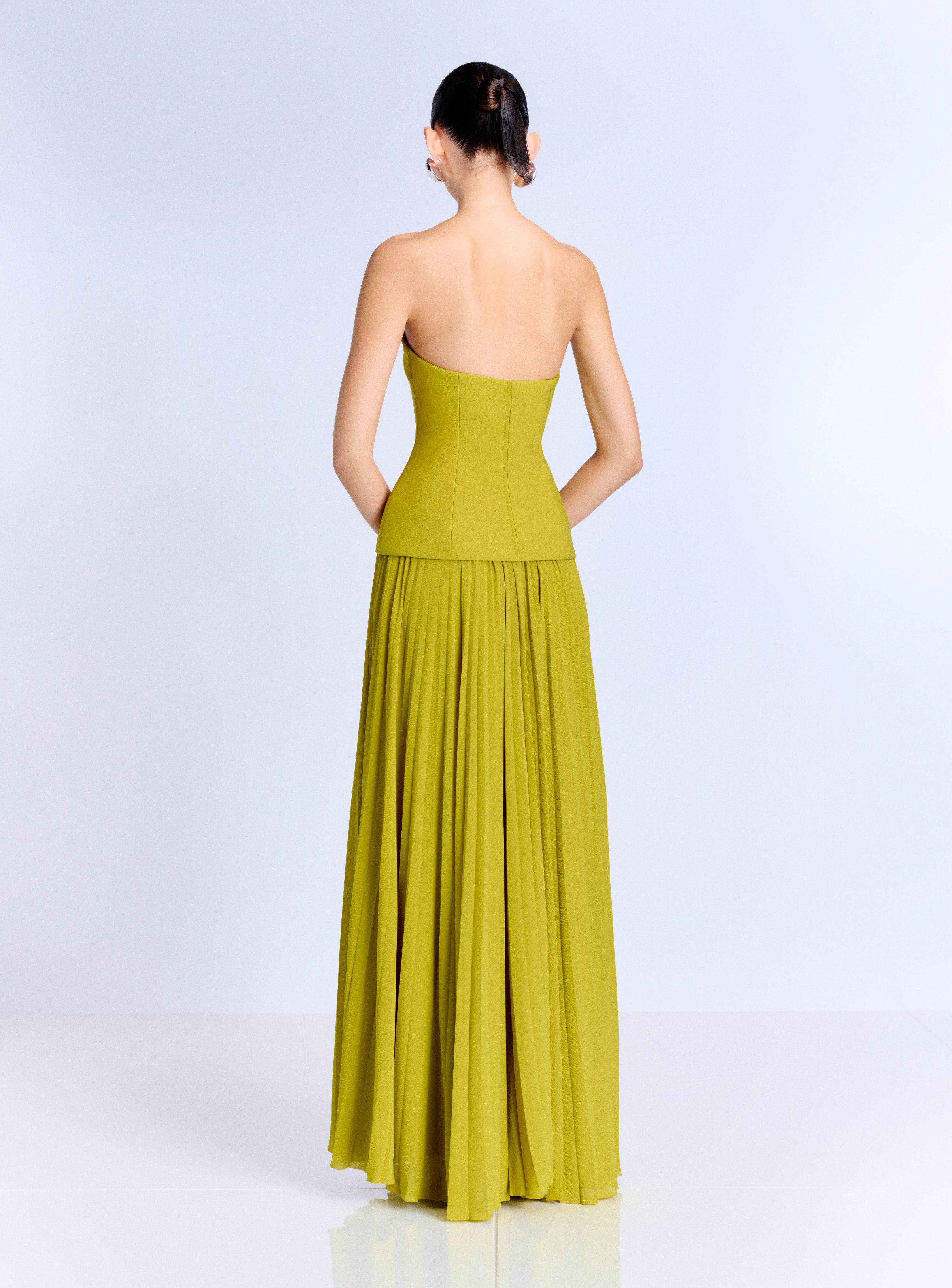SOLACE LONDON Britt sukienka maxi limonkowa gorsetowa