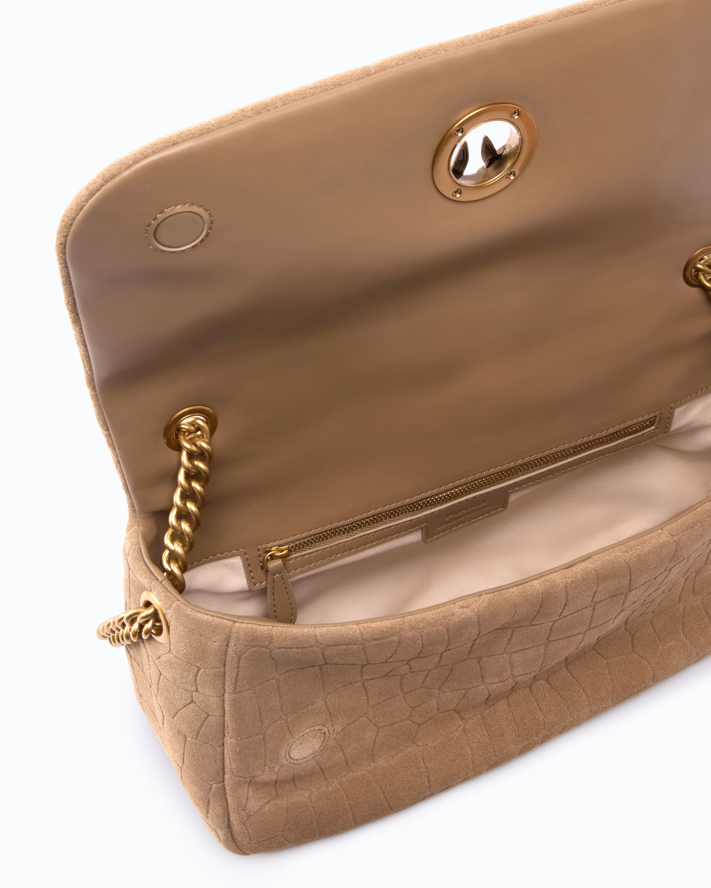Pinko Love Bag Click torebka skórzana croco średnia