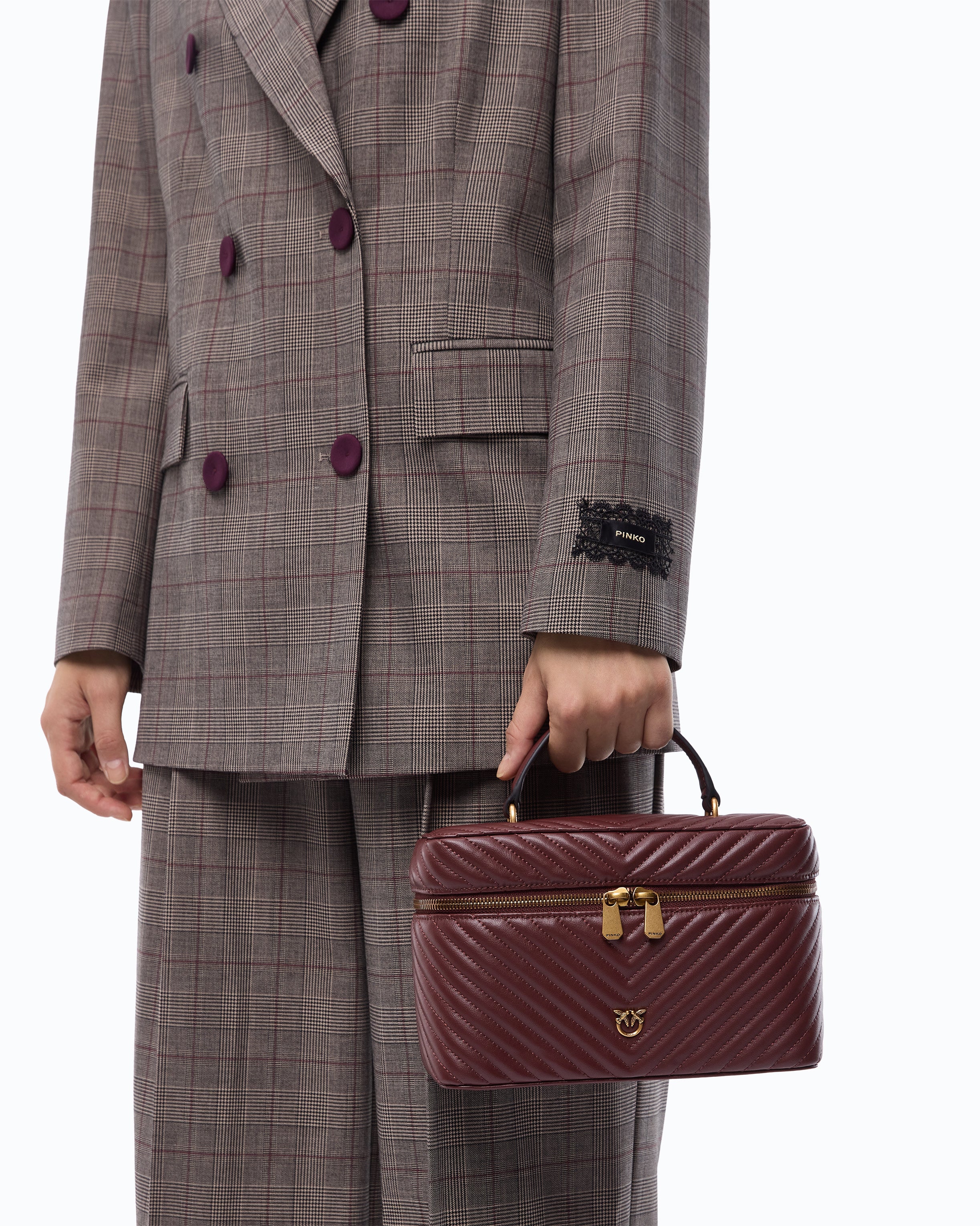 Pinko Vanity Case Classic kosmetyczka bordowa pikowana