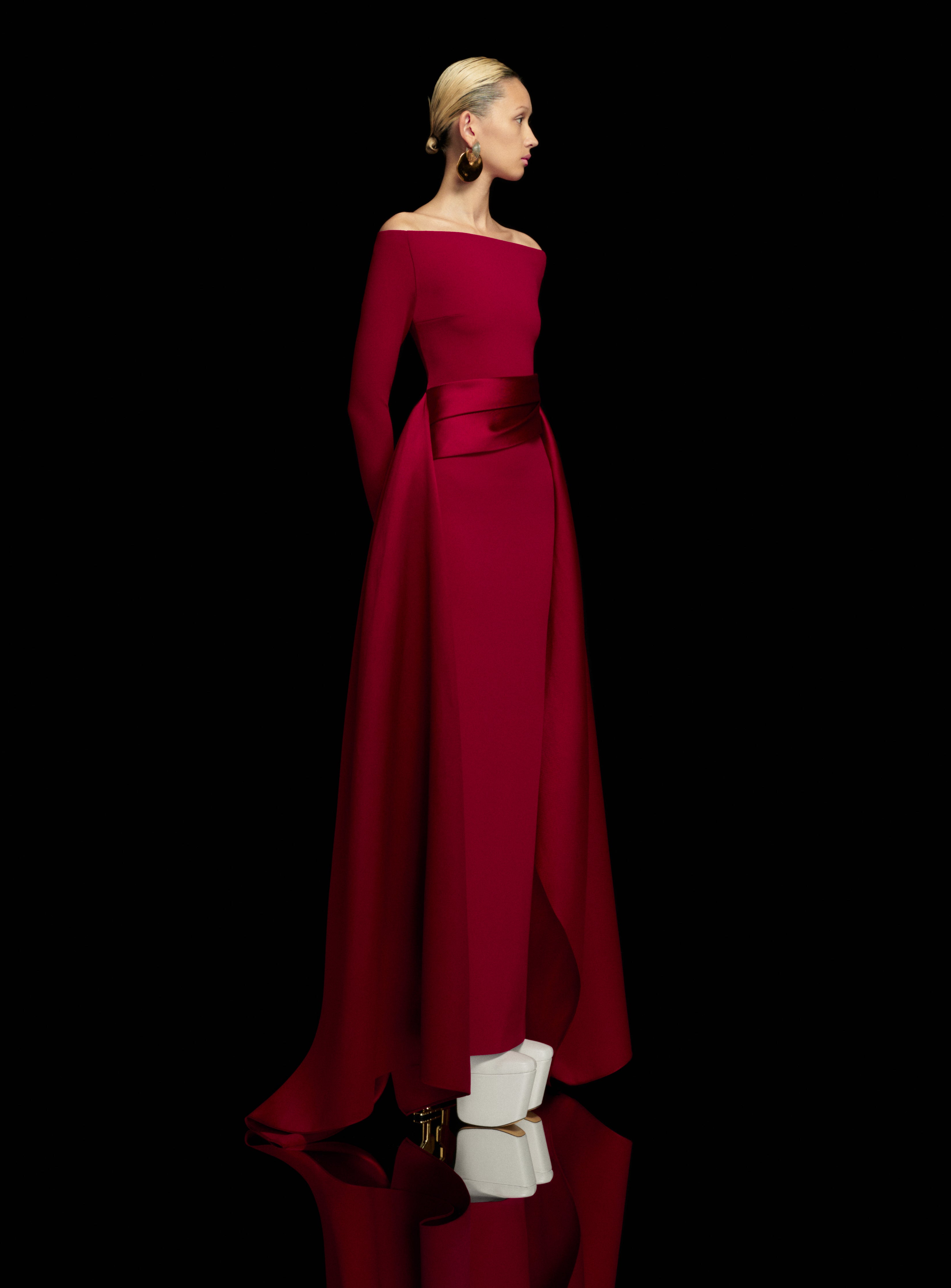 SOLACE LONDON Irma sukienka wieczorowa bordowa maxi