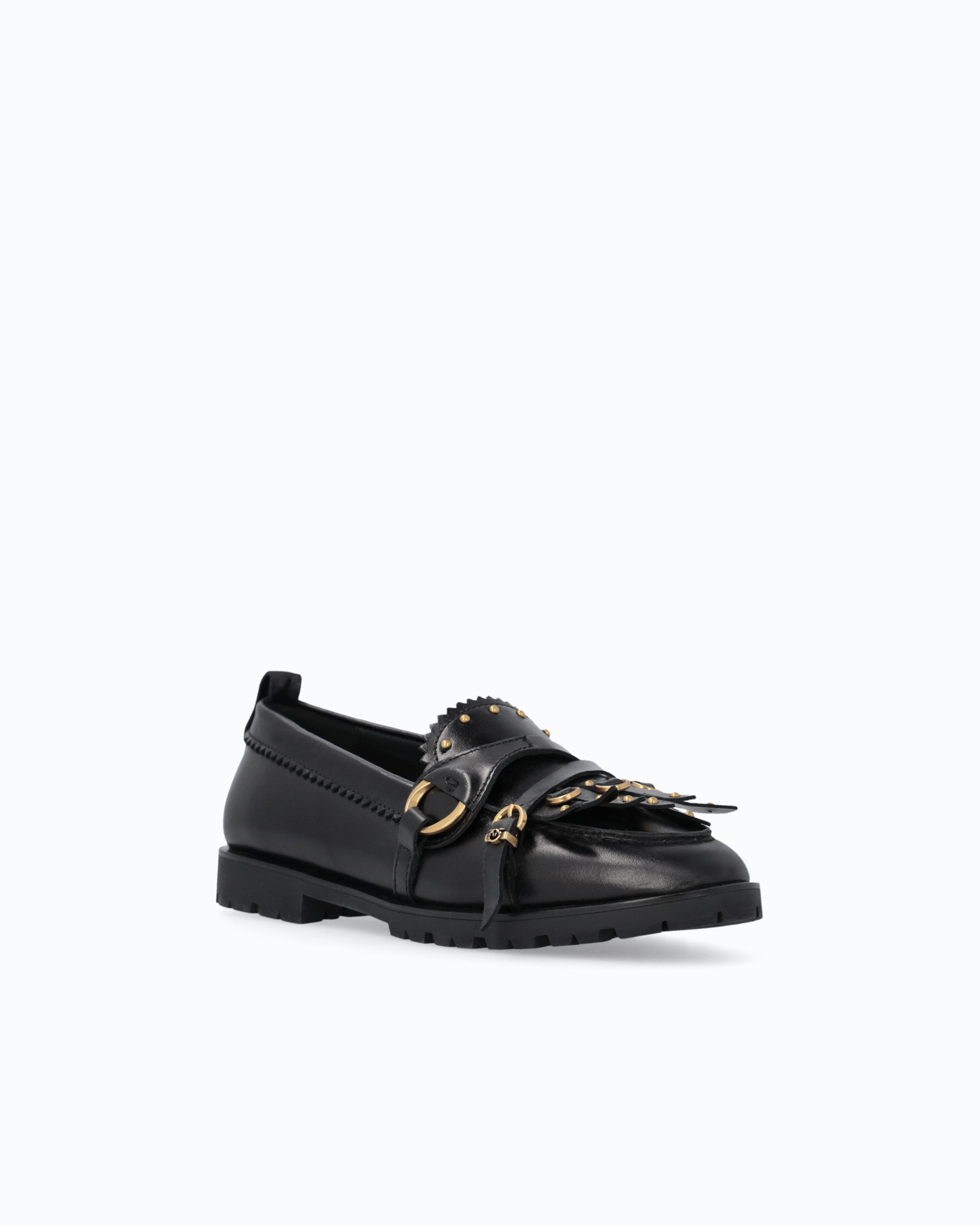Pinko Nora 08 Loafer mokasyny skórzane czarne
